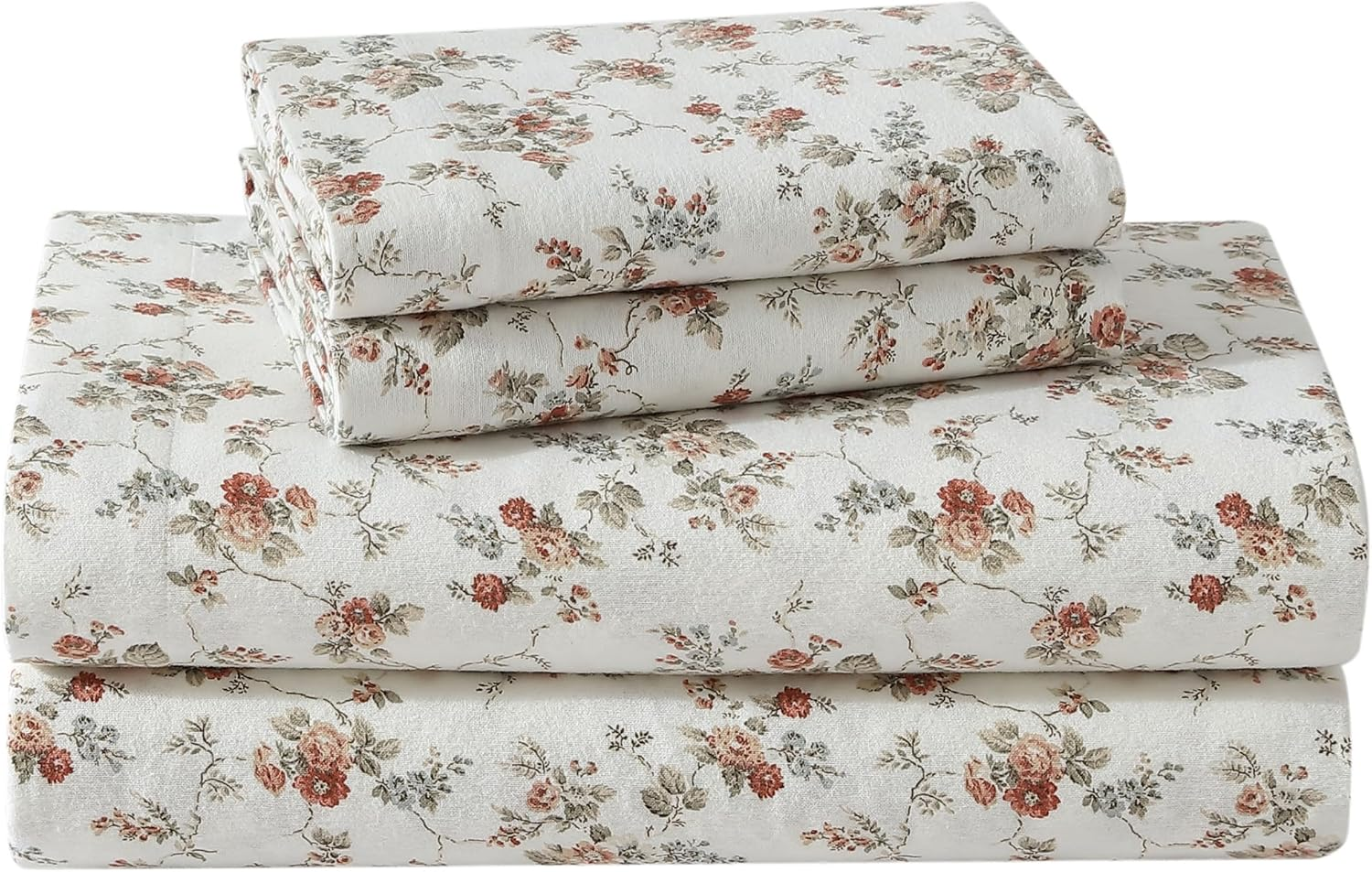 Laura Ashley - Twin Sheets, Cotton Flannel Bedding Set, Brushed for Extra Softness & Comfort (Audrey Grey, Twin)