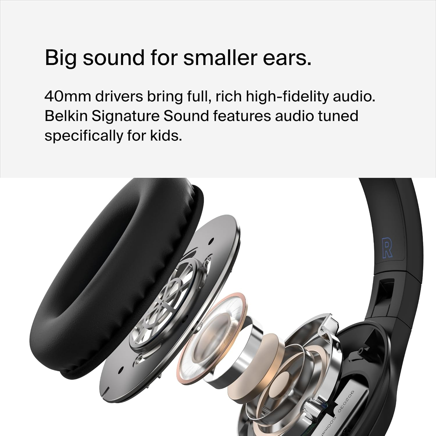 Belkin Soundform Inspire Wireless Over-Ear Headset for Kids, Headphones for Girls and Boys, Online Learning, & Travel with Built-In Microphone - Compatible with Iphone, Ipad, Galaxy, and More - Black - Black image number 5
