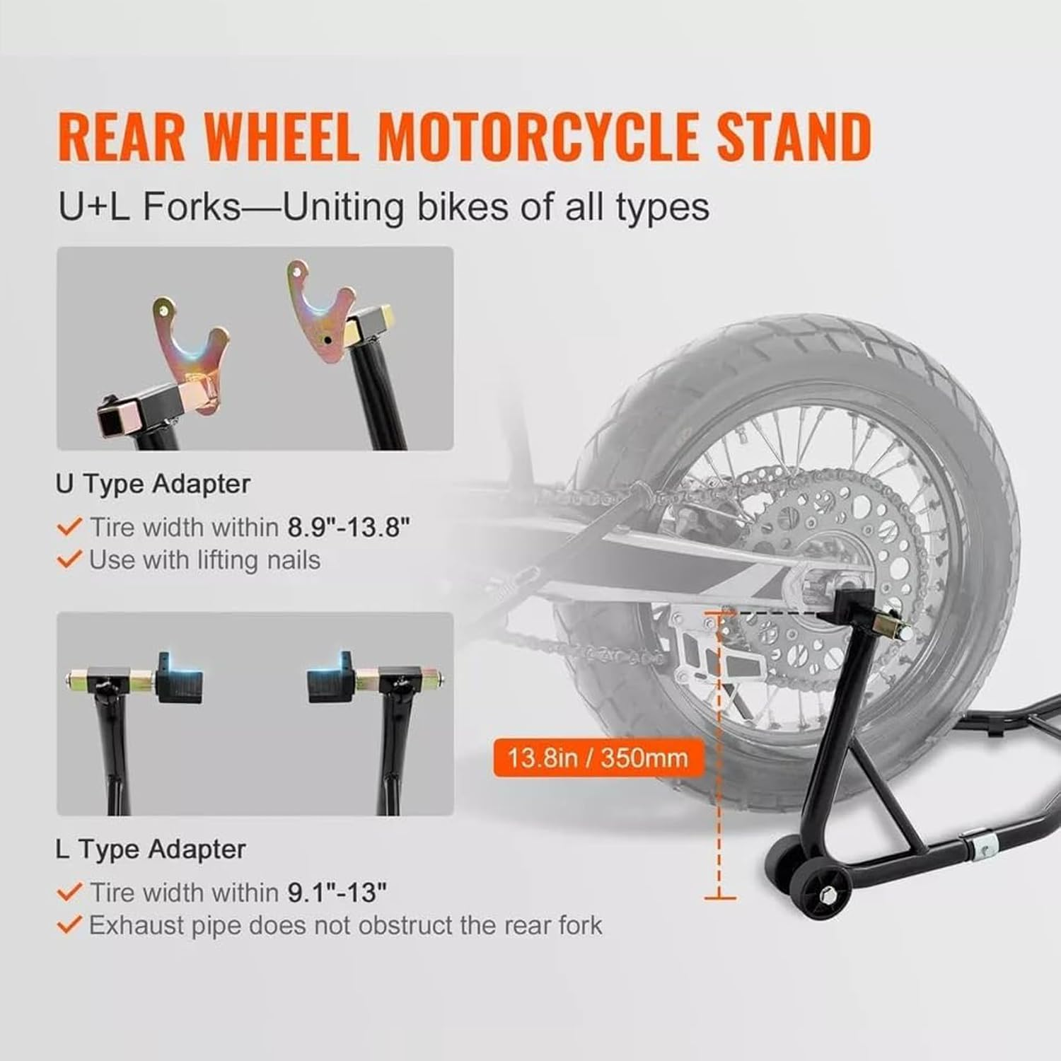 Motorcycle Stand Rear Wheel Lift, Swingarm Spool Paddock Stands for Yamaha Honda Kawasaki Suzuki Sport Bike, Black image number 2