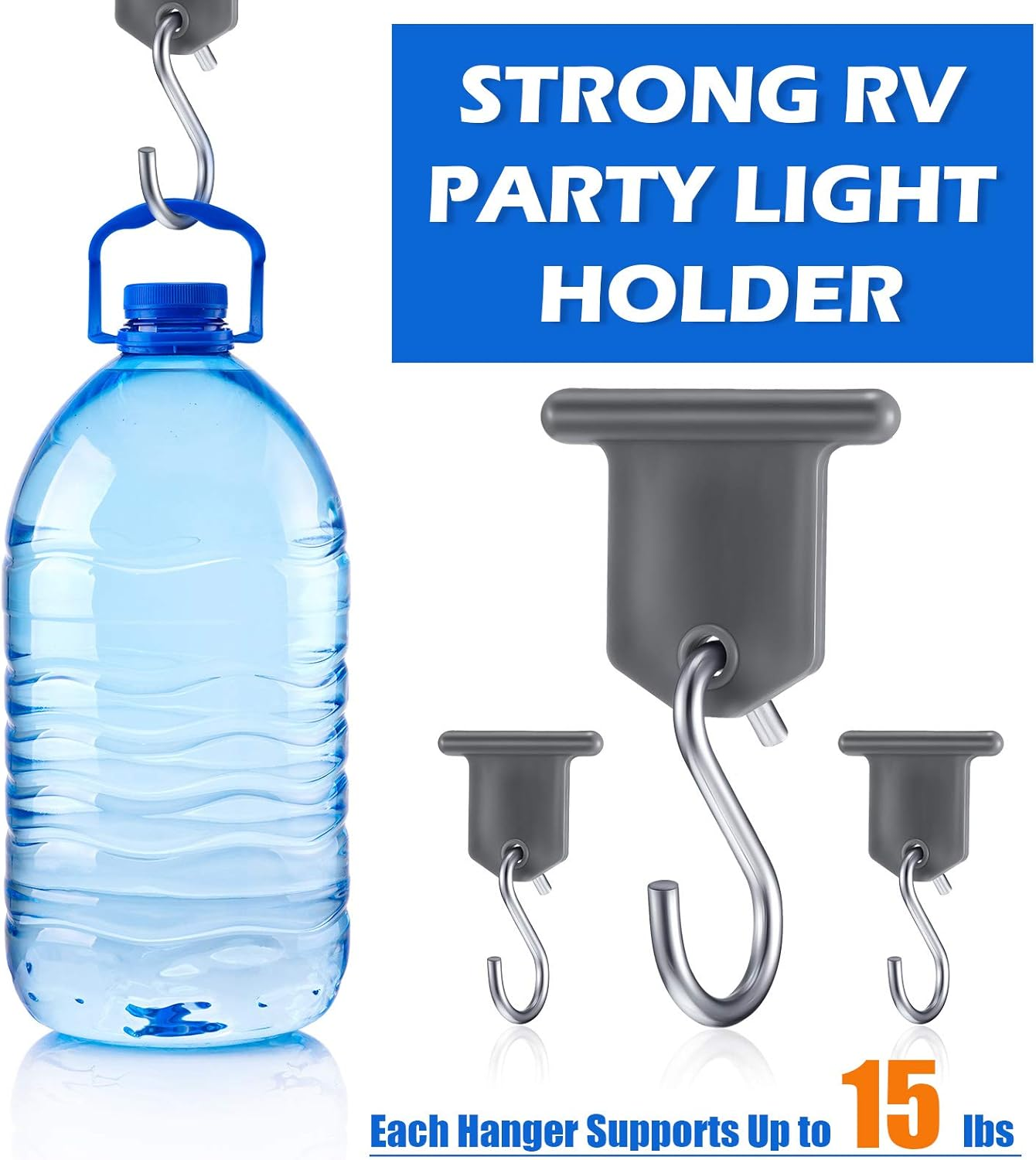 BBTO RV Awning Light Clip RV Party Light Holder Camper Awning Hook Light Accessory Plastic and Metal Light Hook Gray Camper Light Support Hanger for Camping Tent Indoor Outdoor Decor (28 Pieces) image number 3