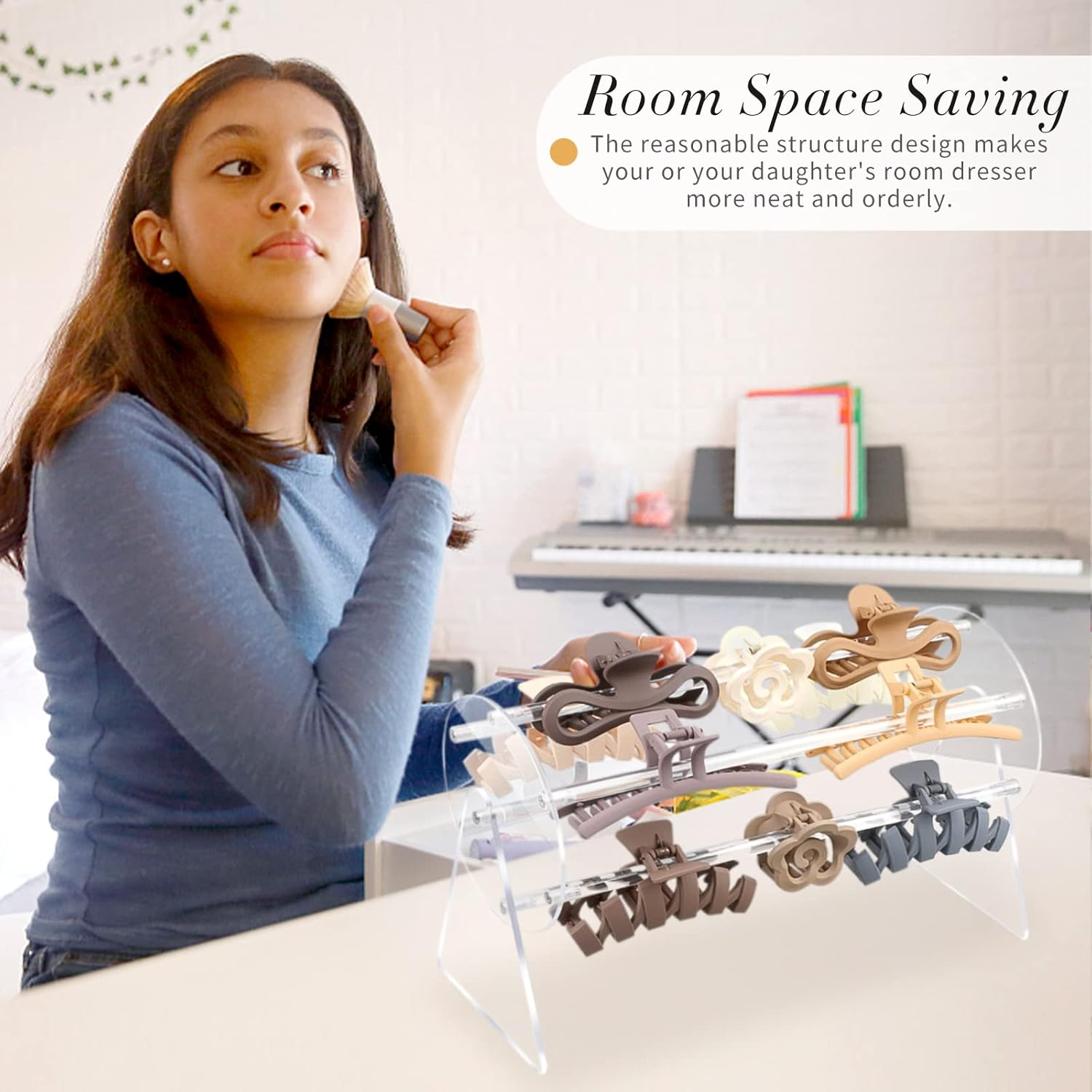 SNOWSTAR Acrylic Claw Clip Organizer Holder,360-Degree Rotating Claw Clip Holder and Storage,Hair Clip Organizer Display Clear Stand for Women and Girls image number 2