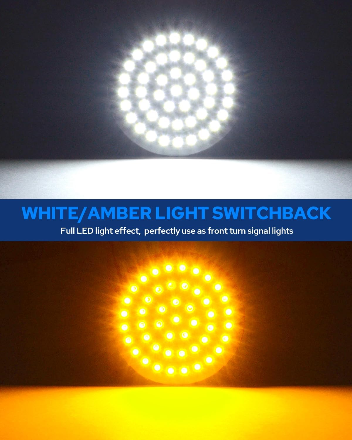 Benlari New 1157 LED Motorcycle Front Turn Signals Bulbs 2 Inch Bullet Lights with Smoked Lens Covers Fit for Harley Davidson Touring Dyna Softail Sportster Street Glide Road Glide Iron 883, 2PCS image number 3