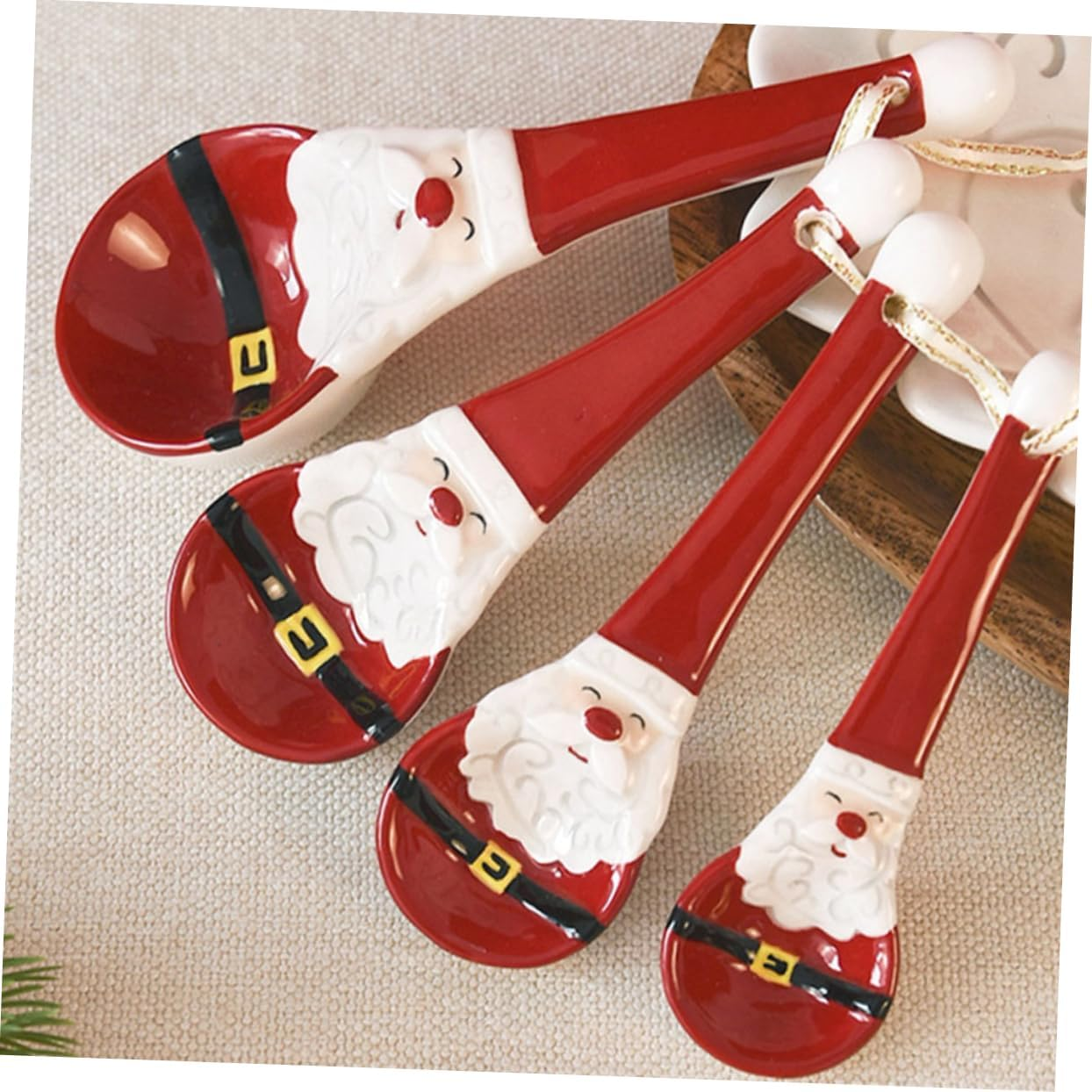 Ceramic Measuring Spoon Set Christmas Style Festive Spoon for Baking for Kitchen and Holiday Baking image number 2
