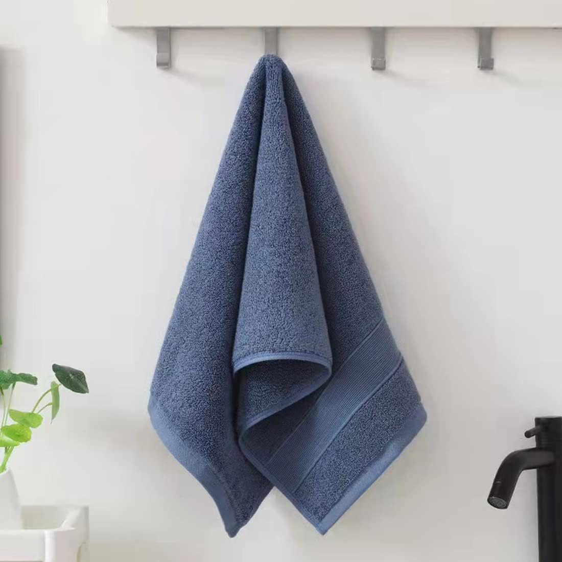 Bathroom Hand Towels 2 Set,Cotton Hand Towel for Bath, Hand, Face, Kitchen, Super Soft, Highly Absorbent, Machine Washable, Size 14" X 30" (Blue)&hellip; - Green image number 3