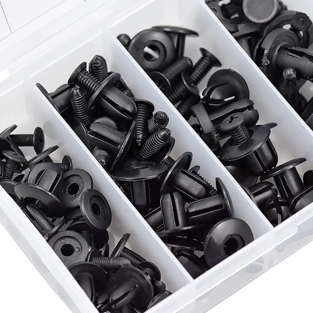 125PCS-6 Types Universal Car Retainer Clips Door Trim Panel Molding Clips Push Pins Bumper Fender Fasteners Rivets Removal Tools Assortment Kit image number 1