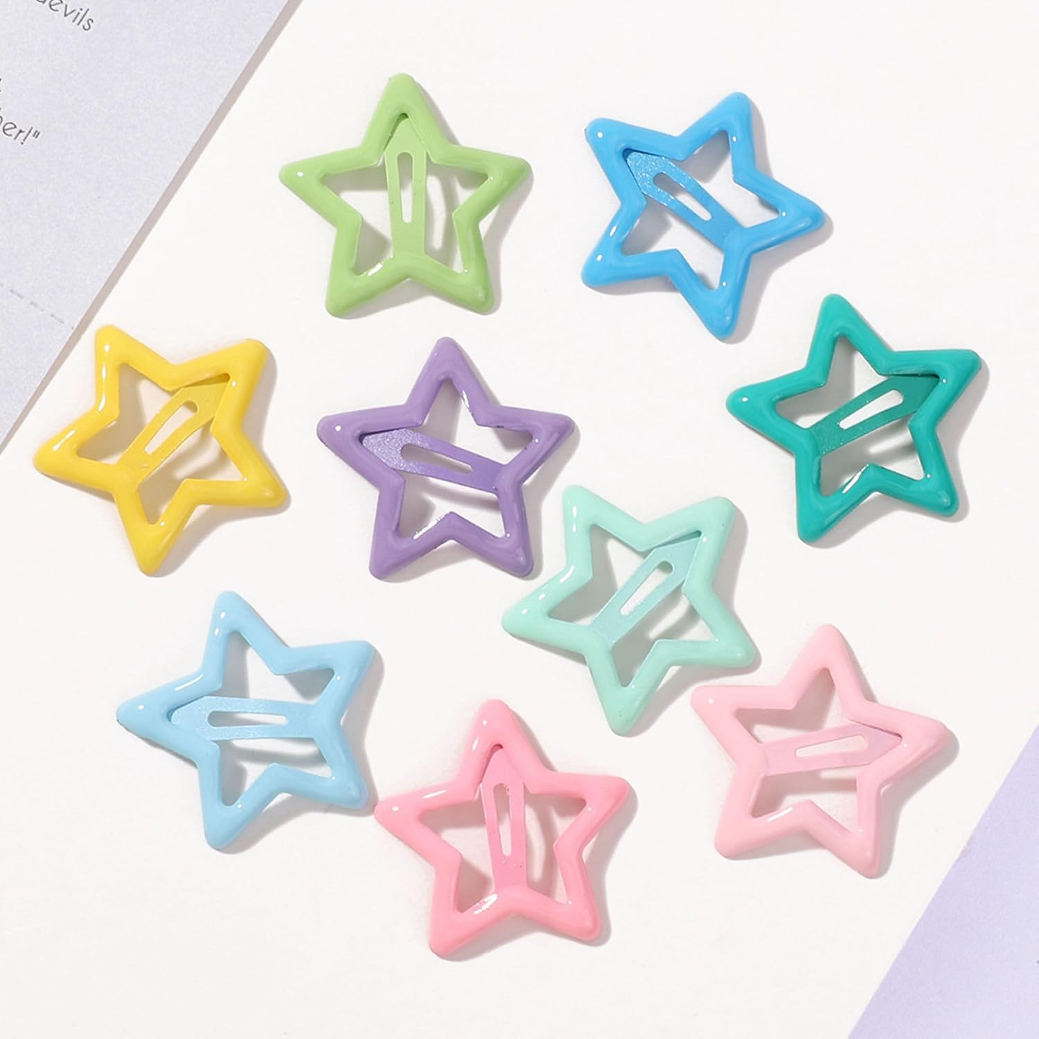 JOVALA 56PCS (28 Pairs) Star Hair Clips Colorful Metal Star Shaped Snap Hair Clips Non Slip Hair Barrettes for Kids Teens Women image number 2