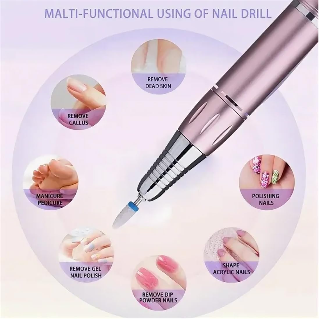 MIRKUZI Nail Files & Polishing Blocks 2 Piece Ceramic Nail Drill Bit Set, Electric Nail Clipper Drill Set, Ceramic Nail Drill Attachment, Corn Shape Ceramic Drill Bit (Blue Red) image number 6