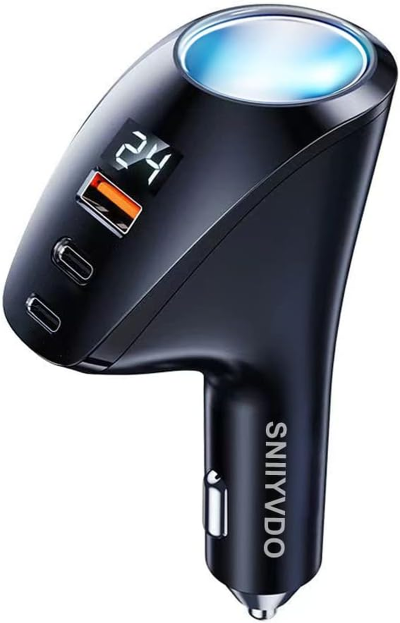 [PD36W&QC22.5W] Car Charger Adapter, 5 in 1 USB Car Phone Charger Multi Port, [Voltage Display] 12V/24V Car Adapter Compatible with Iphone 16/15/14/13/12/11/X,Ipad,Macbook,Samsung S22/S21, Etc image number 4