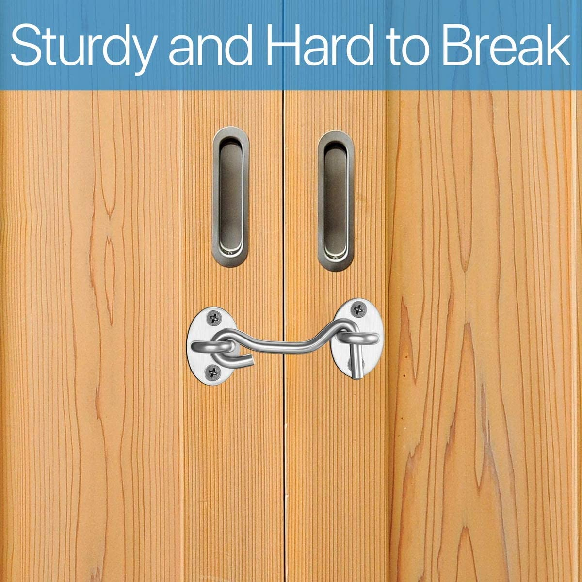 Hook and Eye Latch, 3 Pack Barn Door Latch, Heavy Duty Solid Thicken Stainless Steel Gate Latch Lock, Add More Security and Privacy for Barn Door, Window (4'')