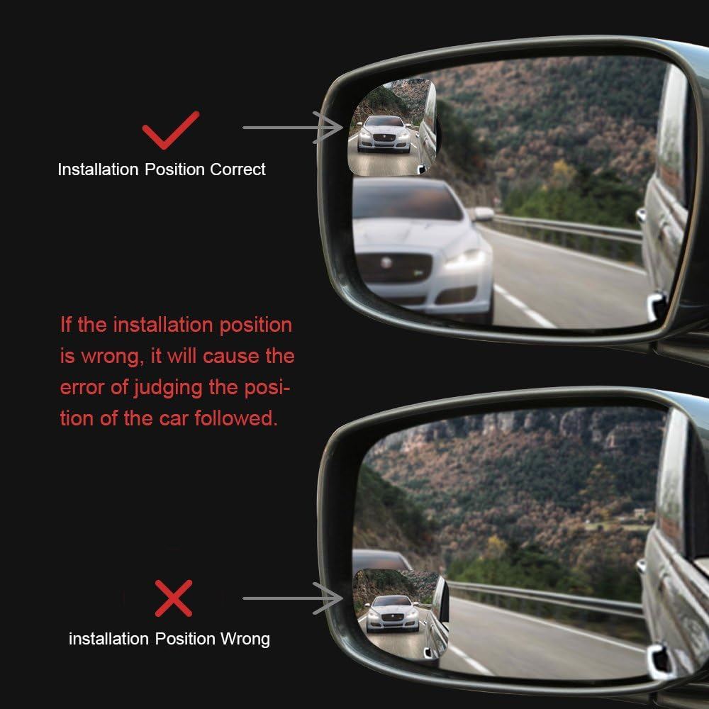 POMFW Blind Spot Mirror, 2 Inch Rearview Convex Side Mirrors for Cars SUV Truck Van Stick on 3M Adhesive, Rear View HD Glass Frameless Sway Rotate Adjustable Wide Angle 2PCS (Sector) image number 3