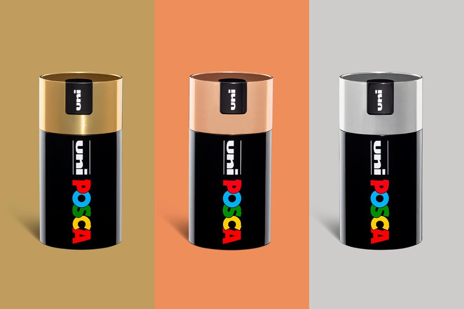 POSCA UNI GIFT BOX, 18 Markers, Medium round Tip, 2.5Mm, Aluminium Box, Gold Lid image number 1