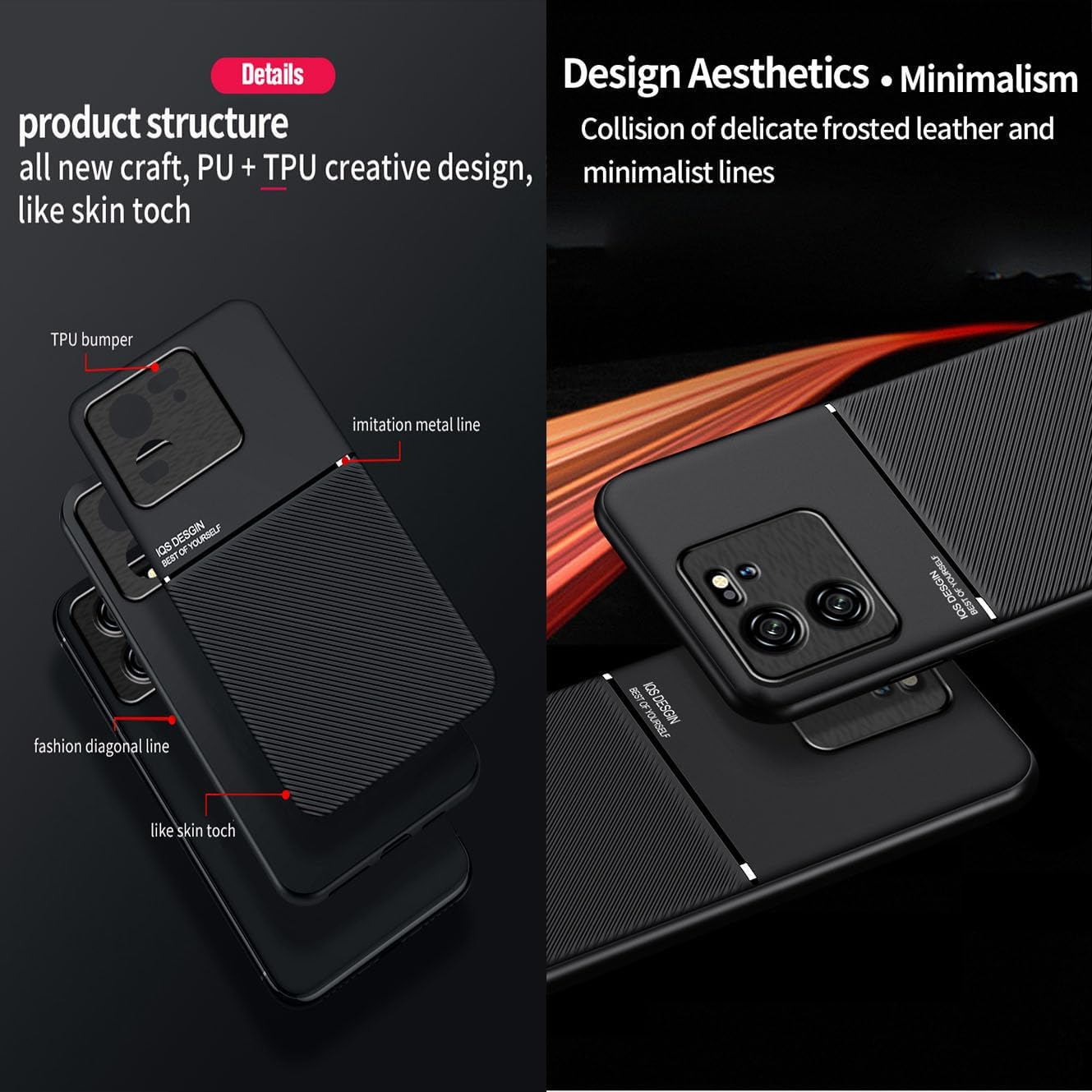 YUECXIN Case for Xiaomi 13T Pro 5G / Xiaomi 13T 5G, Simple Classic Texture Silky Touch Mobile Phone Case, Ultra Thin Soft Shockproof Non-Slip TPU Silicone Bumper Protective Case Blue