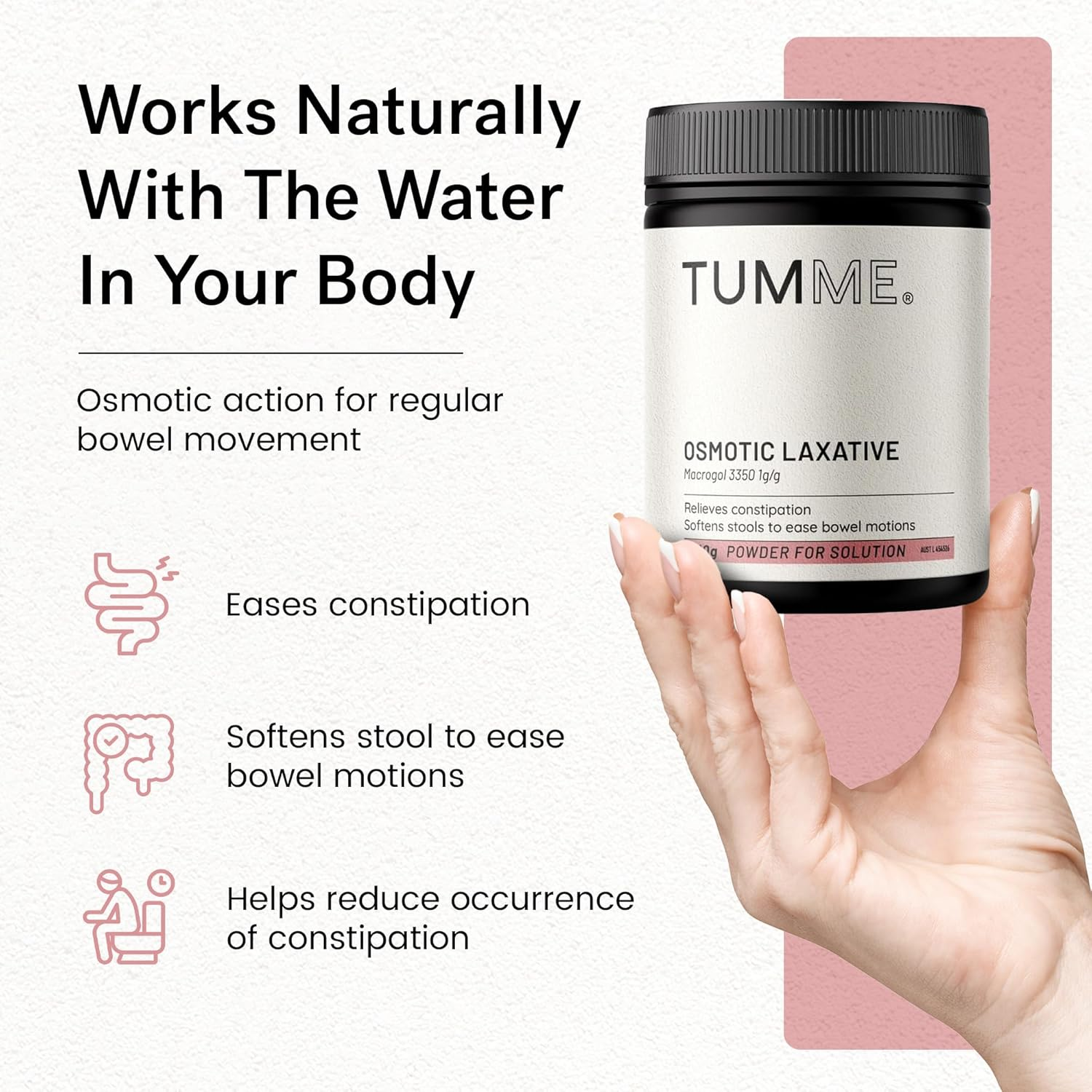 TUMME Osmotic Laxative Powder 510G | Constipation Relief Supplement | Gently Stimulates Bowels & Softens Stools for Regular Movements | Non-Dependency Formula (30 Doses)