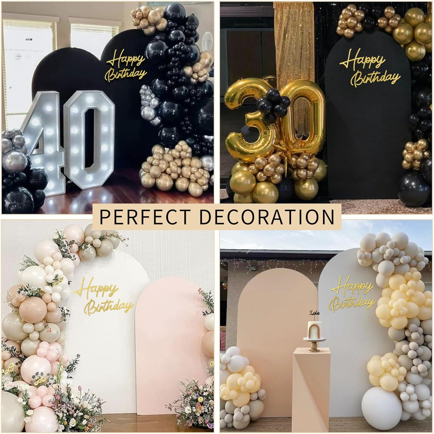 Happy Birthday Wooden Sign with Gold Painted Cutout Wooden Happy Birthday Letters Sign Vintage Rustic Party Decoration Backdrop Wall Photo Prop（Gold）