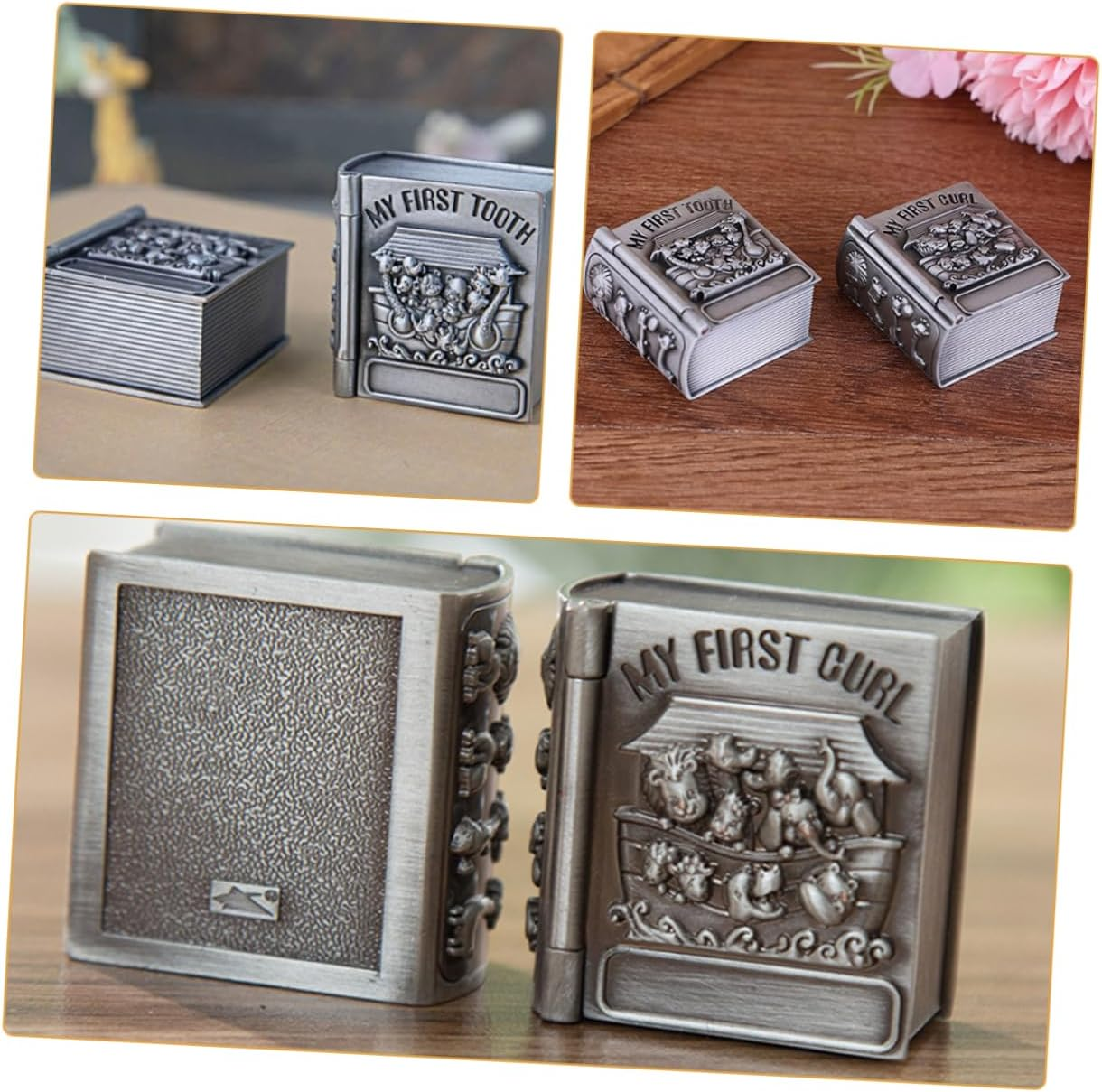 KOMBIUDA 2Pcs Tooth Keepsake Box Elegant Embossed Design Tooth Holder Decor for Newborn Memories and Milestones image number 5