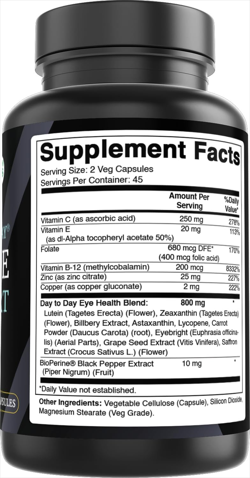 Best Naturals Day-To-Day Eye Support with Lutein, Zeaxanthin, Bilberry Extract, Astaxanthin, Lycopene, Carrot Powder 90 Veg Capsules image number 1
