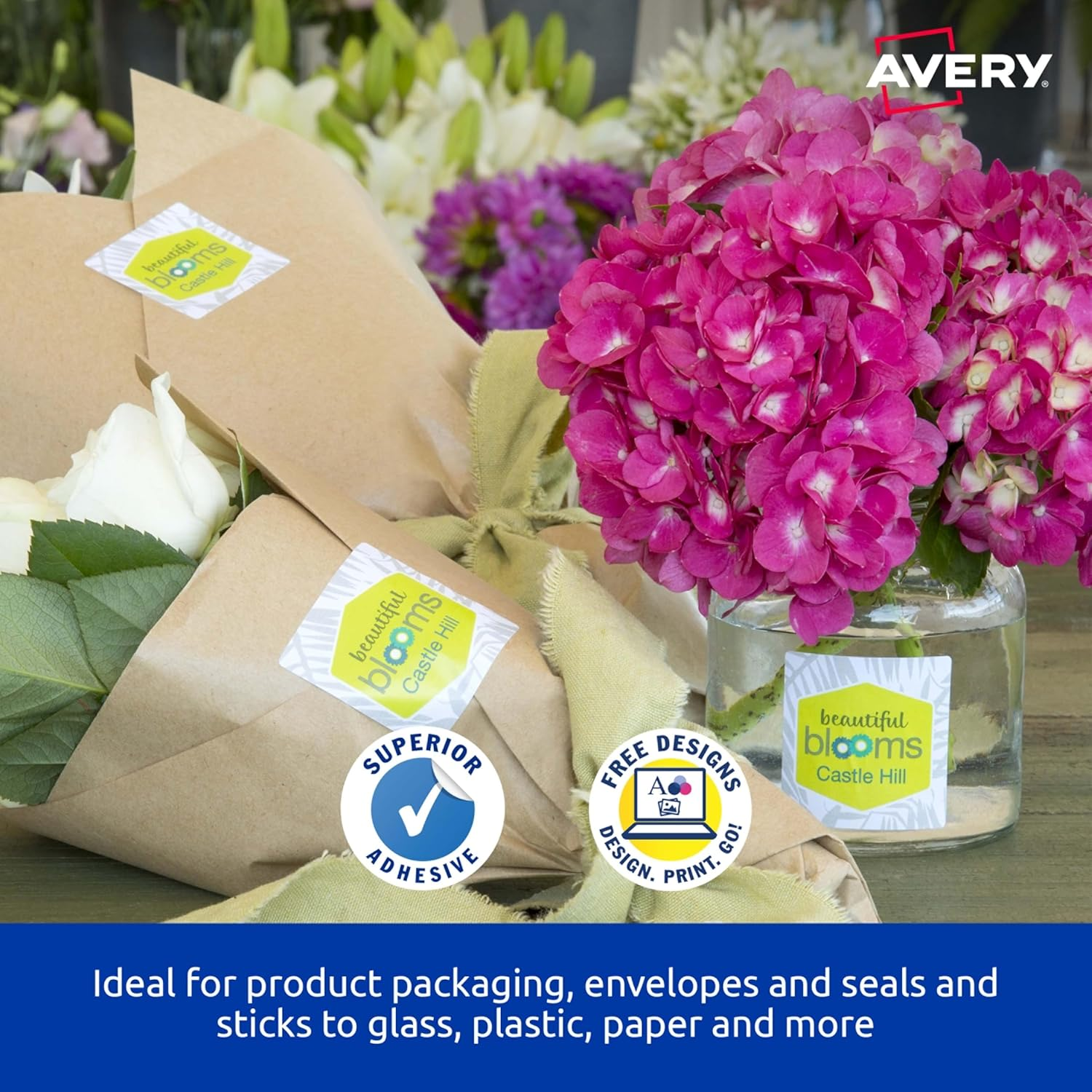 Avery Australia Glossy White Square Labels - Printable Product Stickers - Self Adhesive Sheets for Laser & Inkjet Printers - 45 X 45 Mm 10 X A4 Sheets - 980016/ L7124 image number 2