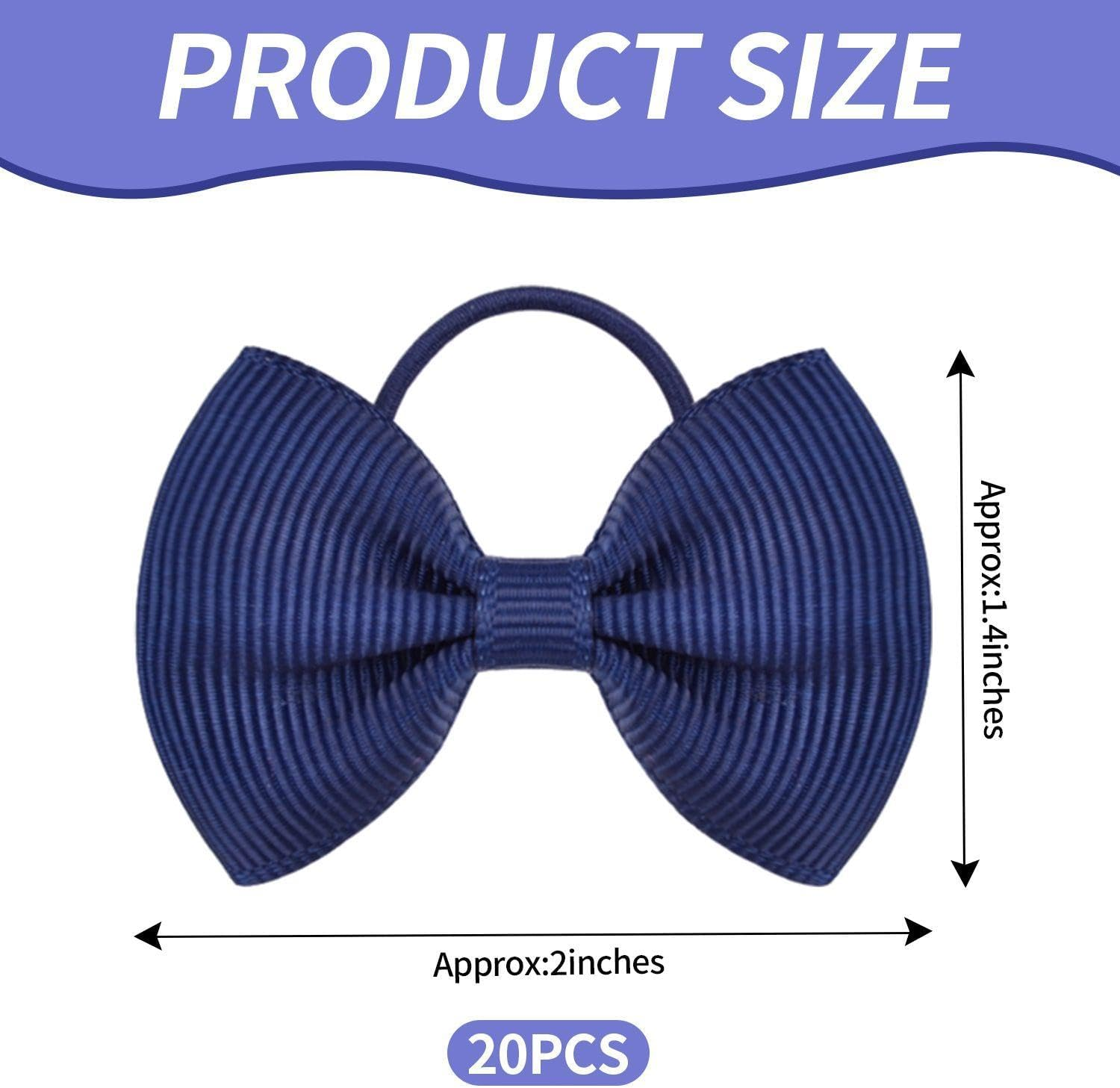 20 Pieces Navy Blue Hair Bobbles with Bow Kids Hair Ties Girls Hair Accessories Elastic Hair Bobbles Hair Accessories School Hair Accessories image number 3