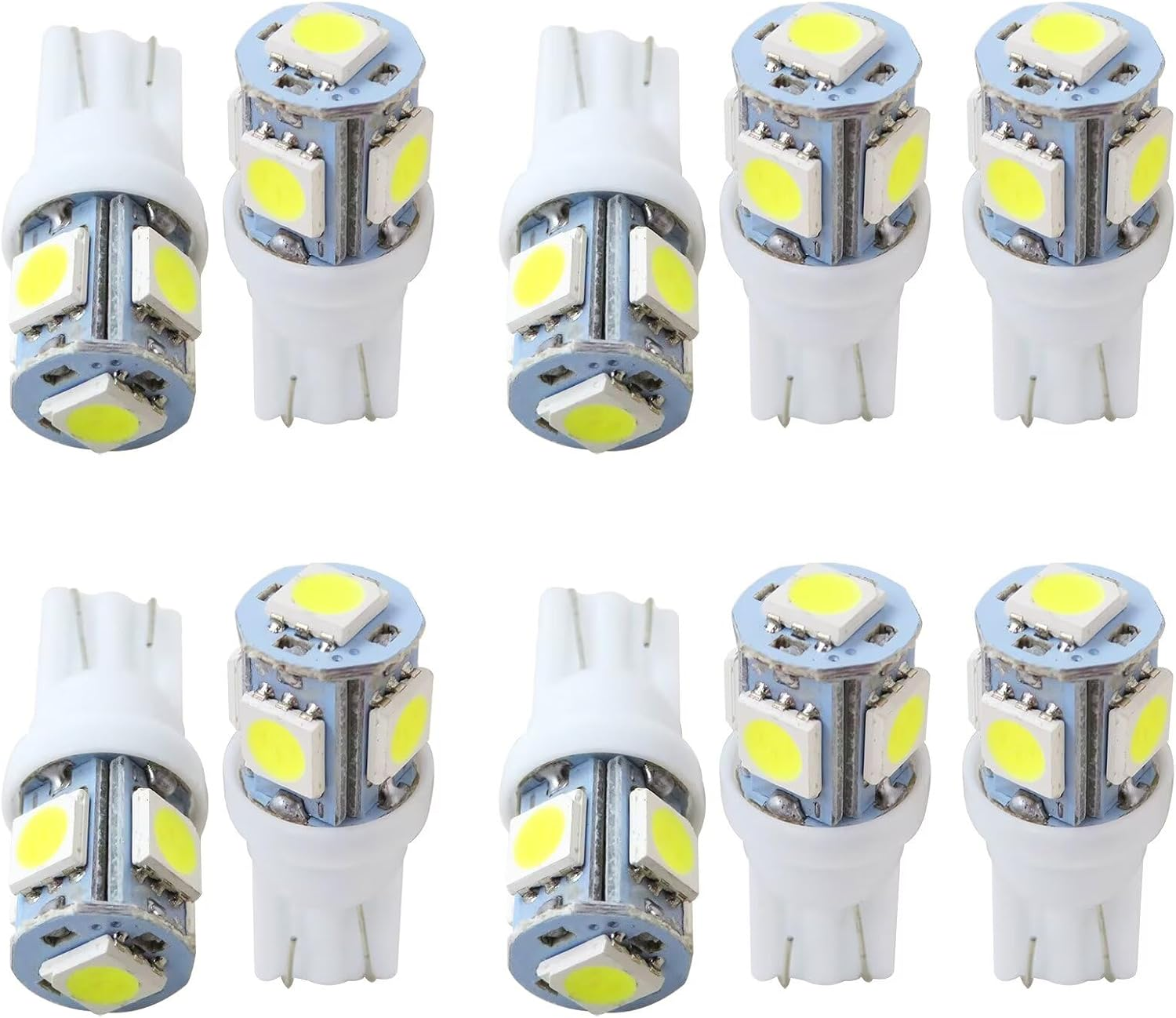 DOORYARD 10X Replacement for T10 5Smd 194 168 Light Bulb Wedge Tail Plate Parker 5050 Interior Globe Dash, 12 * 28Mm, 12V, Red