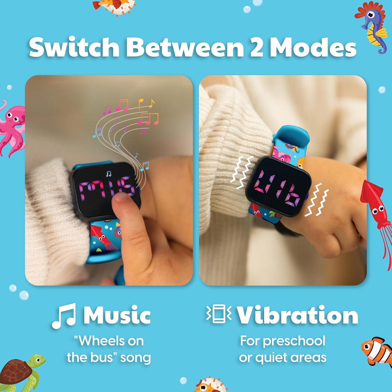 Potty Training Watch for Kids V2 &ndash; a Water Resistant Toilet Reminder Device for Boys & Girls to Train Your Toddler with Fun/Musical & Vibration Interval Reminder with Potty Training Ebook (Ocean) image number 4