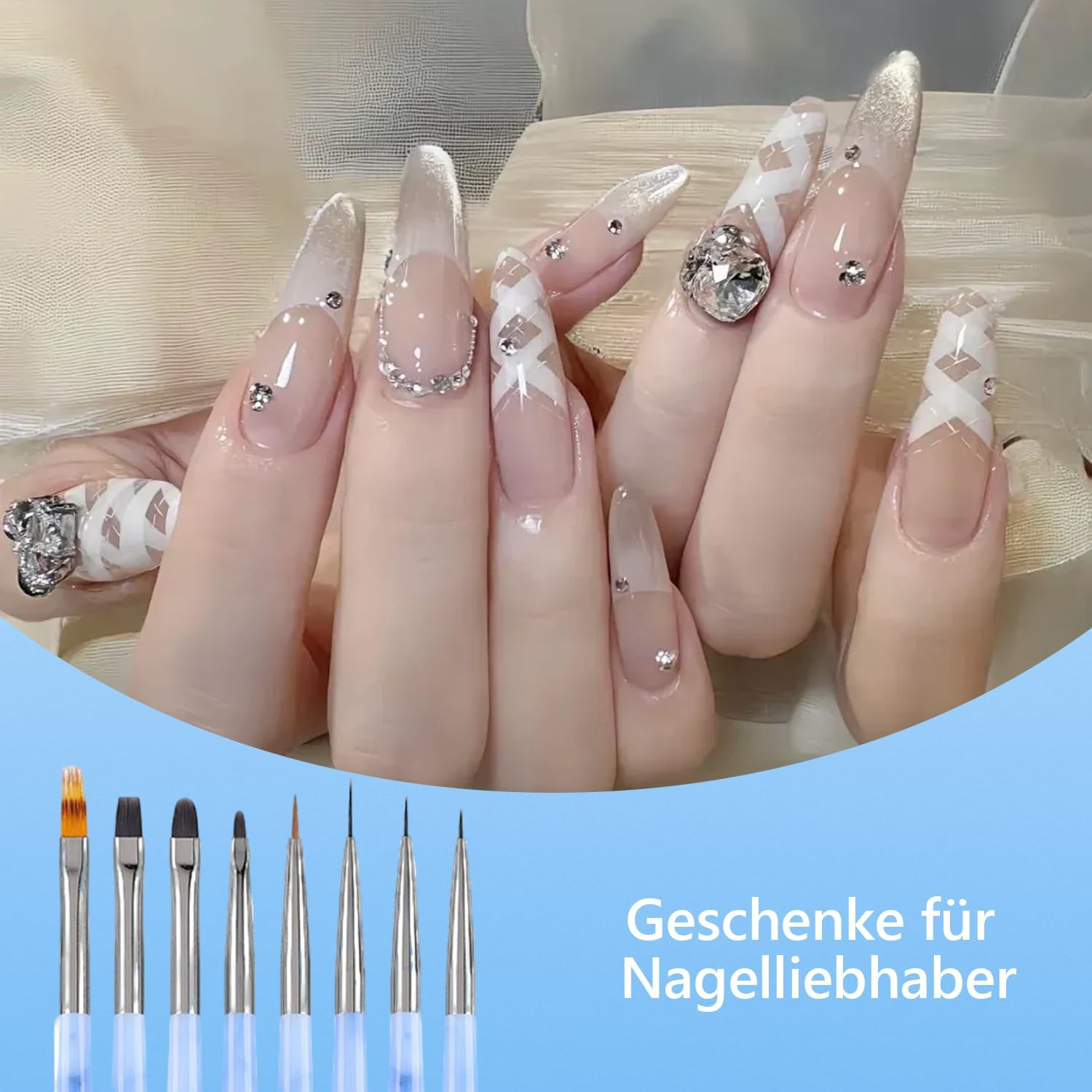 8 Piece Nail Brush, Brush for Gel Nails Set, Nail Design Gel Brush, Dotting Painting, Line Pen, Acrylic Brush Fineliner for DIY Nail Art Design