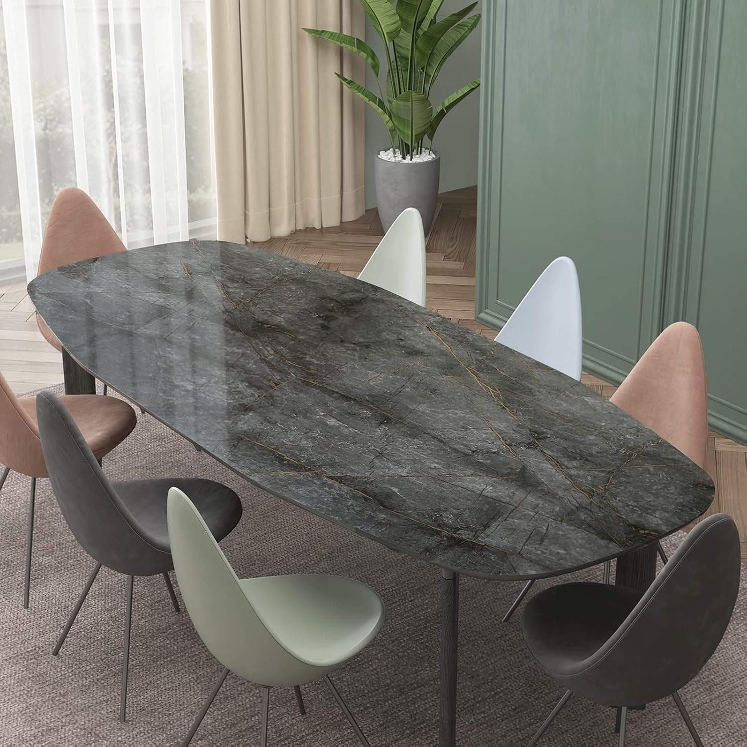 40Cmx3M Grey Stained Gold Marble Peel and Stick Wallpaper Self Adhesive Removable Waterproof Cabinet Vinyl Wrap Faux Granite Textured Glossy Contact Paper Modern Wall Stickers for Furniture Countertop image number 5