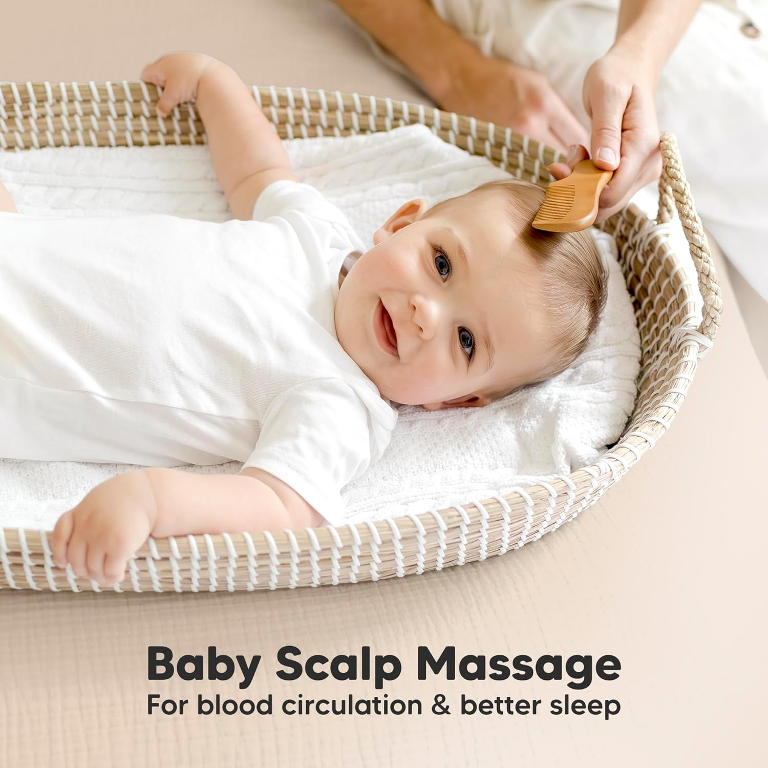 Baby Hair Brush Set for Newborns - Soft Goat Bristle Wooden Baby Brush and Comb Set Newborn Grooming Kit for Cradle Cap, Durable & Gentle, Boy, Girl Infant Essentials Care Kit (Oval, Walnut) - Frost image number 4