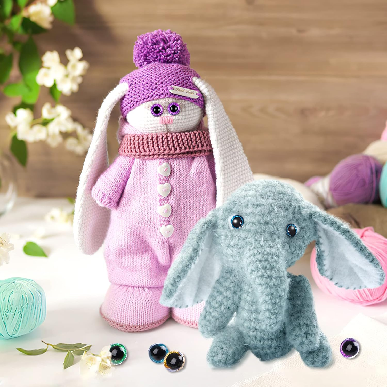 UPINS 90Pcs Safety Eyes and Noses for Amigurumi Large Plastic Craft Crochet Eyes for Stuffed Animals DIY Puppet Bear Toy Doll Making Supplies - Multicolor-1 image number 6