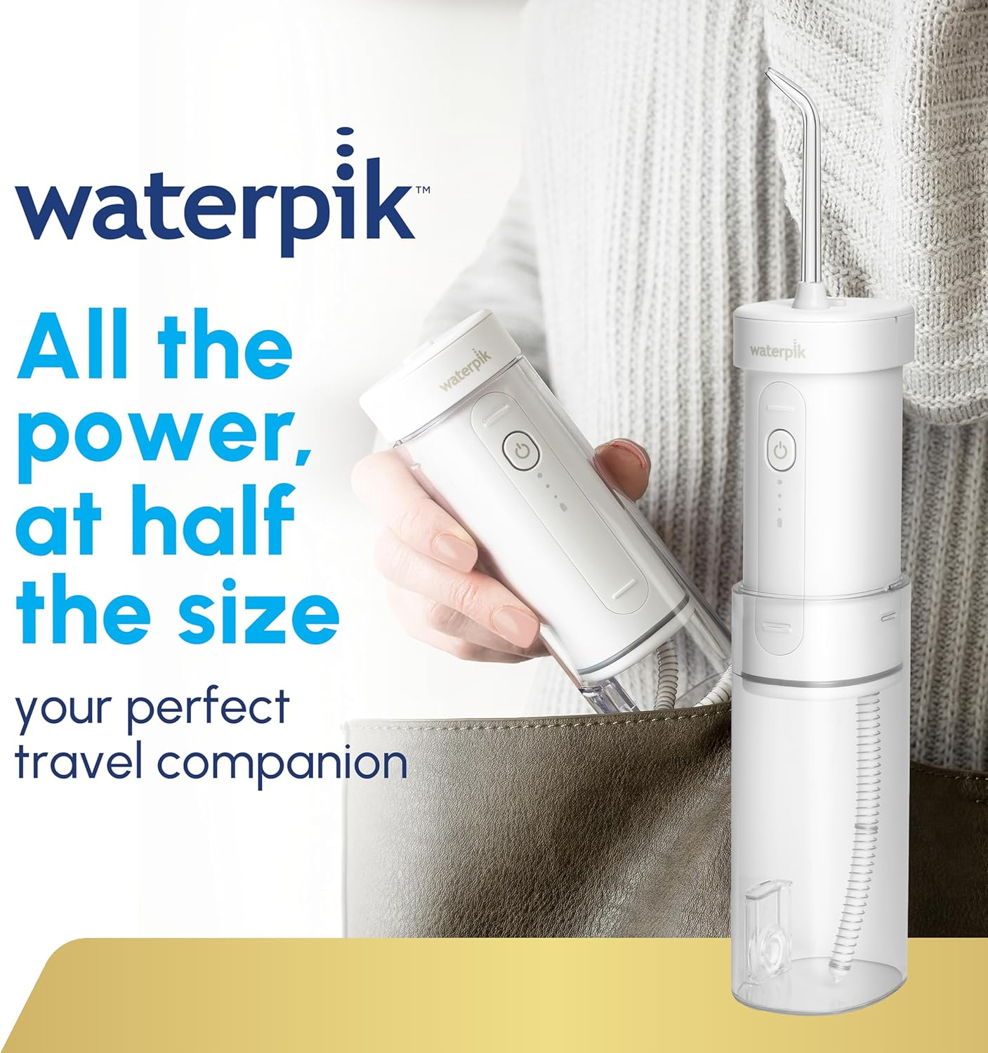 Waterpik Cordless Slide Professional, Portable Water Flosser - Collapsible & Space-Saving, Rechargeable USB-C, 3 Pressure Settings, Shower Safe, 4 Flosser Tips, 2-Year Warranty - White (WF-16) image number 3