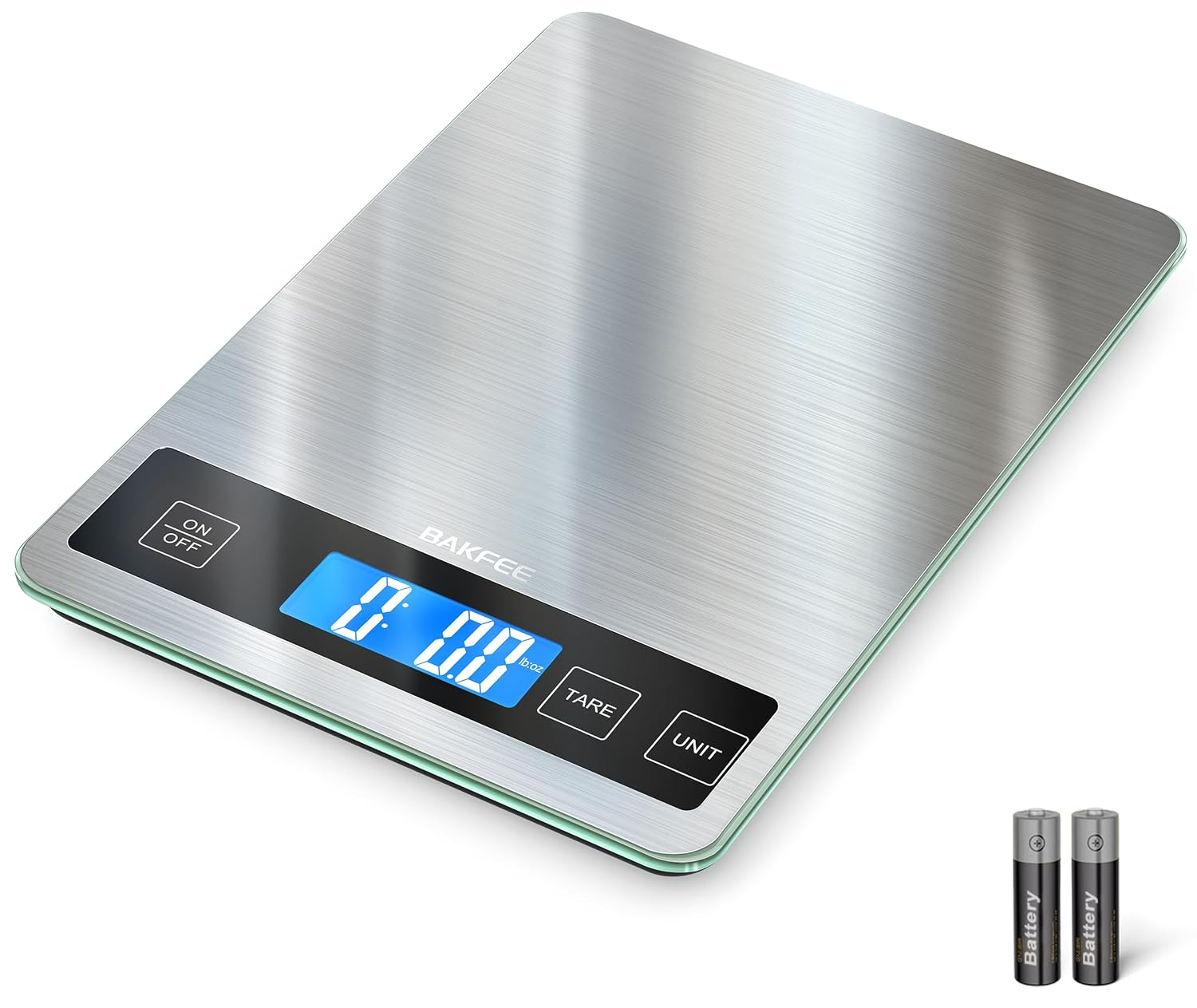 Bakfee Food Scale, 15Kg/33Lb Digital Kitchen Scale with Stainless Steel & Tempered Glass, 1G / 0.05Oz Precise Graduation, Waterproof and Sturdy Surface, for Cooking, Baking, Weight Loss, Meal Prep