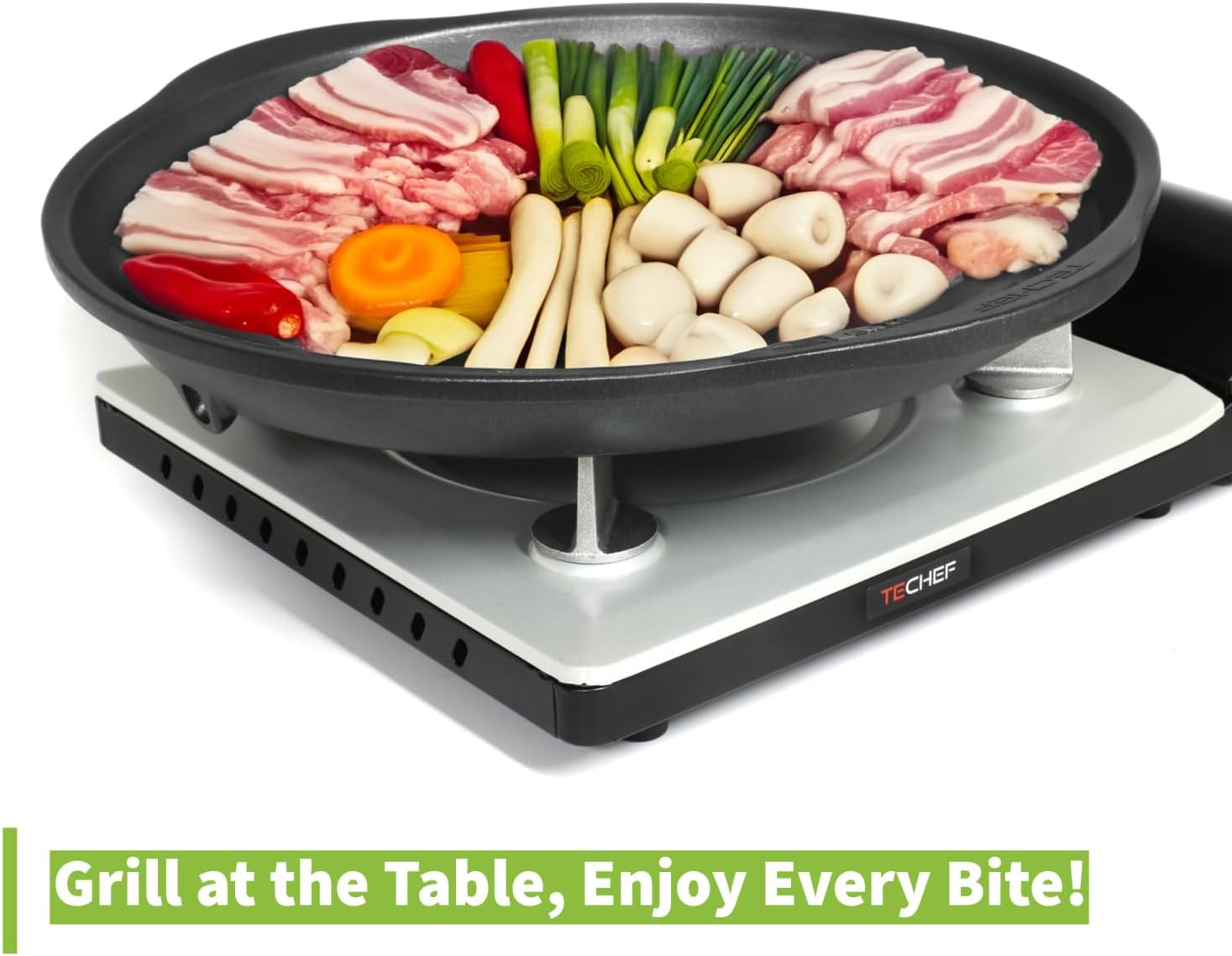 TECHEF - Stovetop Korean BBQ Non-Stick Grill Pan with New Safe Teflon Select Non-Stick Coating (PFOA Free) (Black) - Set image number 7