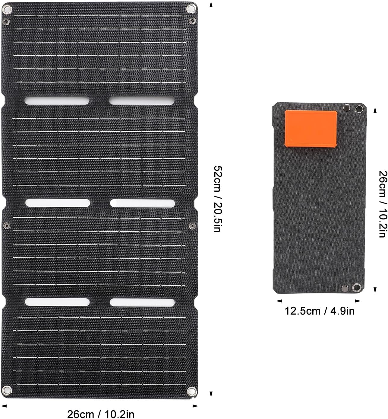 Folding Solar Panel, 80W Monocrystalline Silicon Portable Solar Panel with Dual USB Output Ports for Camping Hiking RV Fishing, Supporting 12V and 5V Devices ﻿