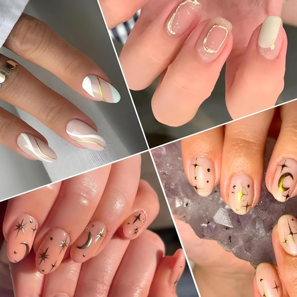 30 Sheets 3D Gold Nail Stickers - Self-Adhesive Star/Diamond/Leaf Decals for Acrylic Nails, Women&rsquo;S Nail Art Supplies image number 1