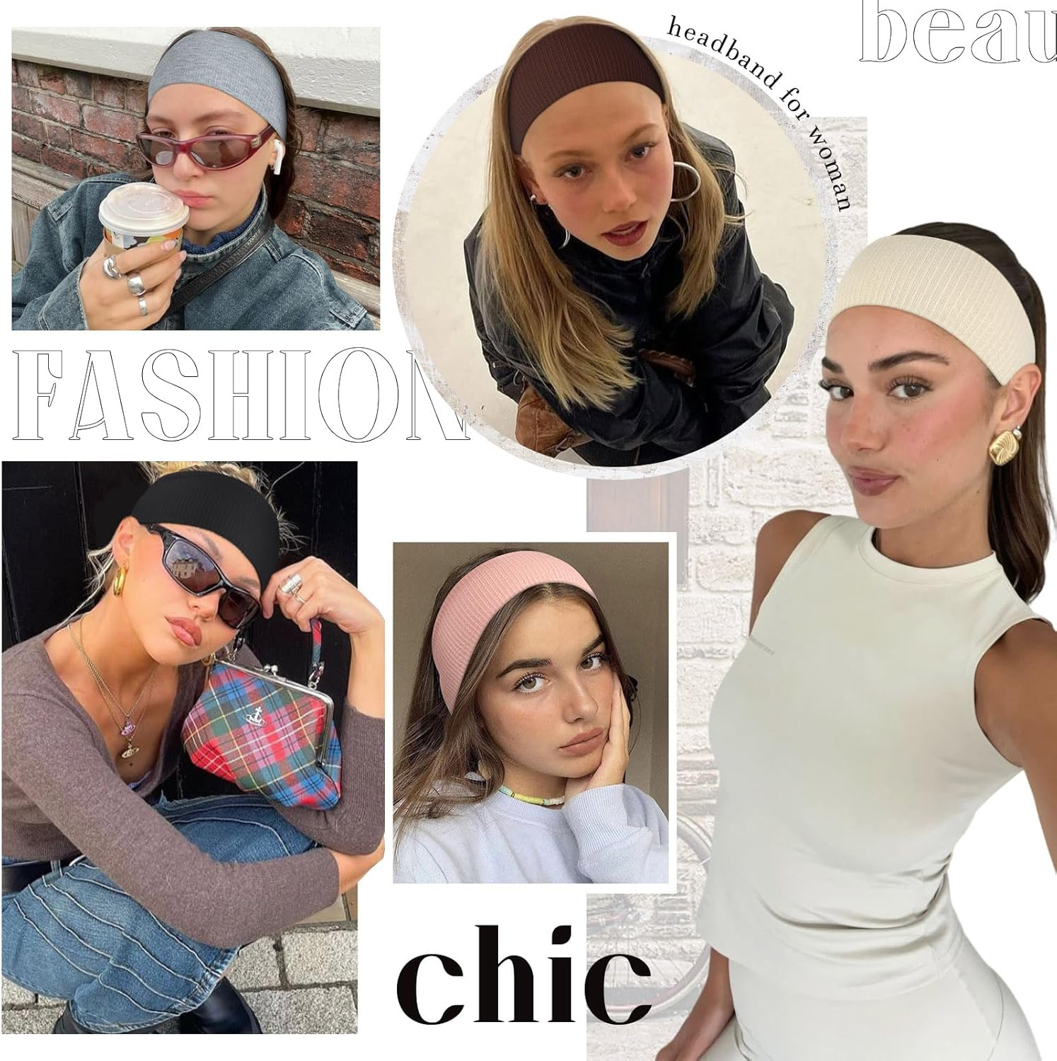 Blooms Women'S Hair Band, Pack of 6, Elastic Headband, Women'S Non-Slip Hair Bands, Fashion Hair Accessories, Sports, Yoga, Exercise, Fitness Headband image number 1