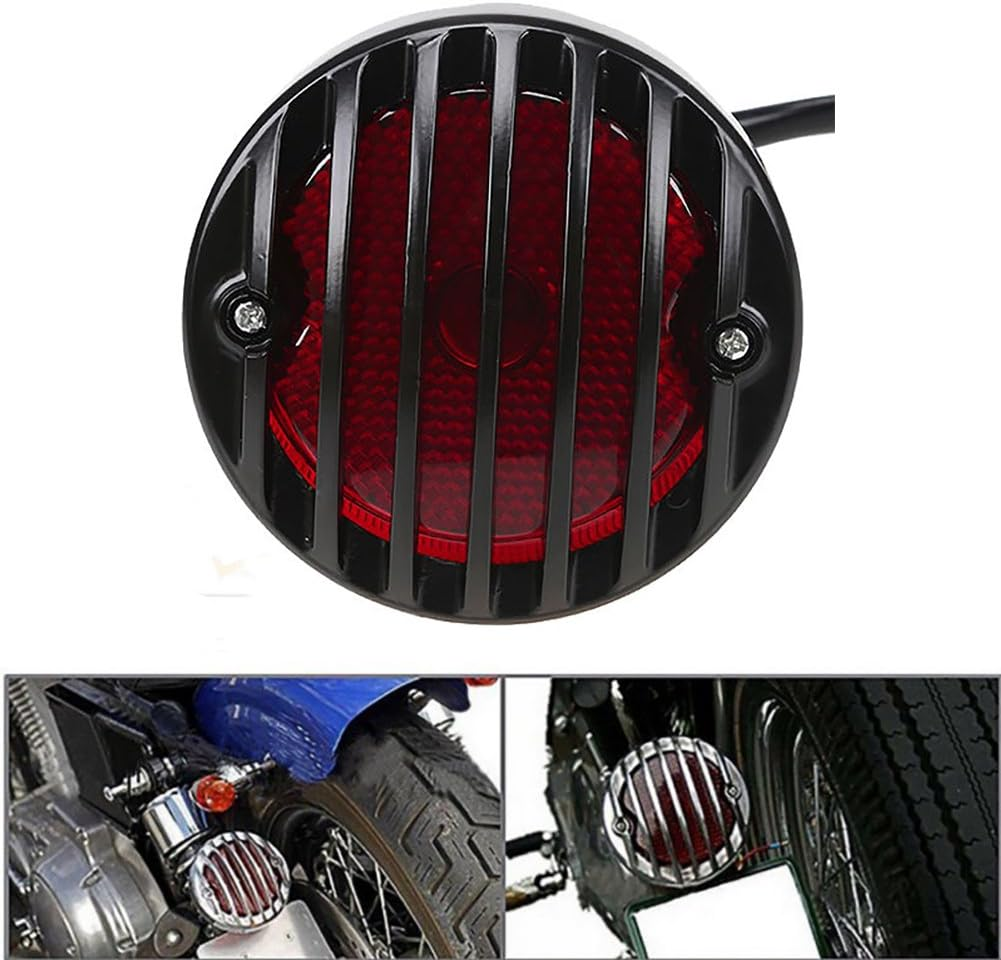 Katur Motorcycle Tail Brake Light Motorcycle License for Suzuki Yamaha Harley Bobber Chopper Black 12V