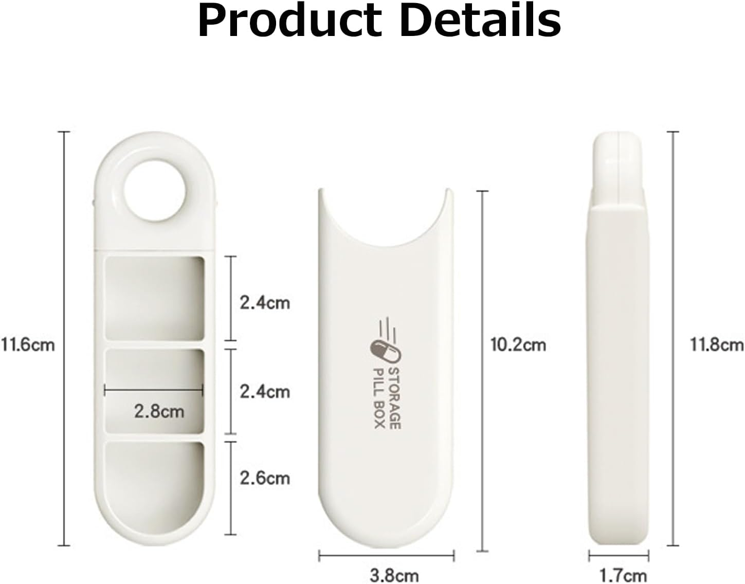 U-Shaped Pill Box Organiser, Daily Pill Container Organizer 3 Compartments, Small Portable Pill Case for Travel Pocket Purse, Compact EDC Pill Holder (Grey) image number 5