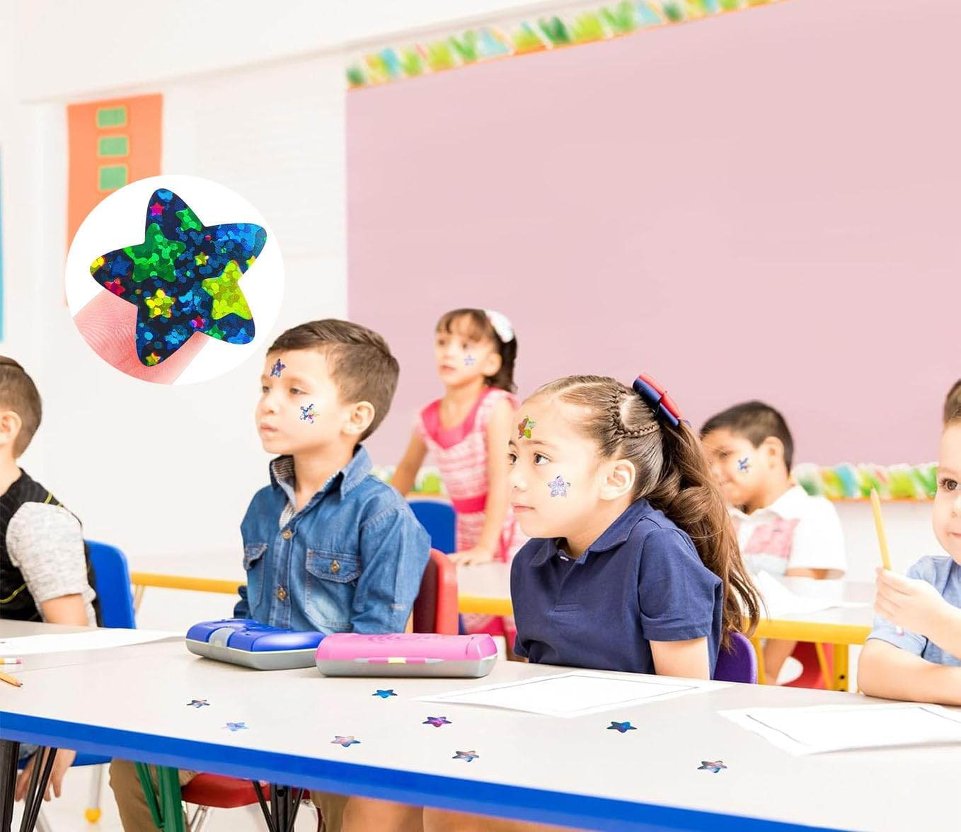 2000Pcs Small Stickers for Kids, Star Stickers, Sticker, Kids Stickers, Stickers, 2.5Cm Space Themed Stickers, Self-Adhesive and Easy to Use, Teachers and Classroom