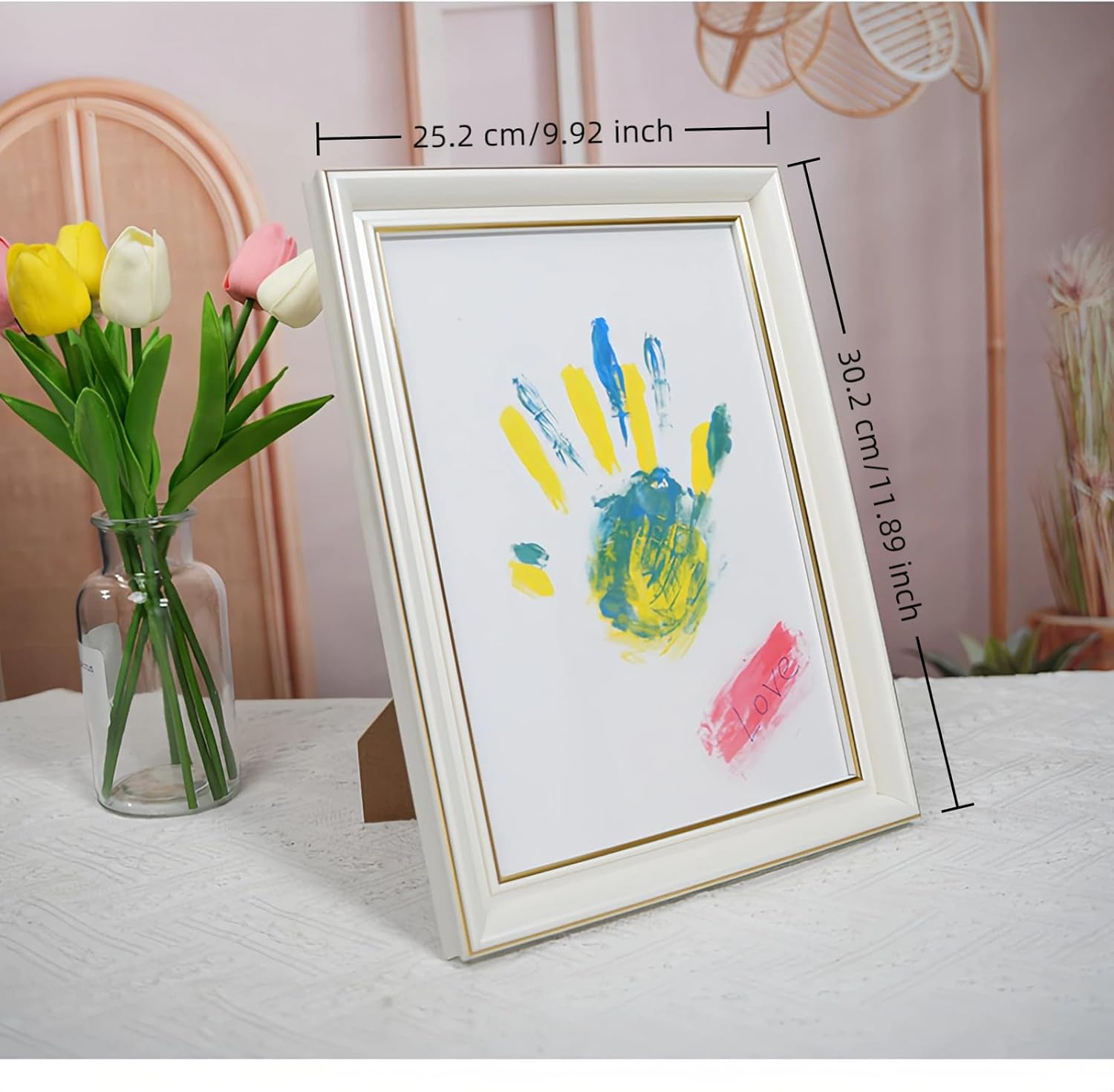 Family Handprint Kit, Baby Hand and Footprint Kit DIY Handmade Keepsake Wooden Frame Gifts for New Parents, Couple, Mother'S Day, Father'S Day, Christmas, Non-Toxic Paints image number 4
