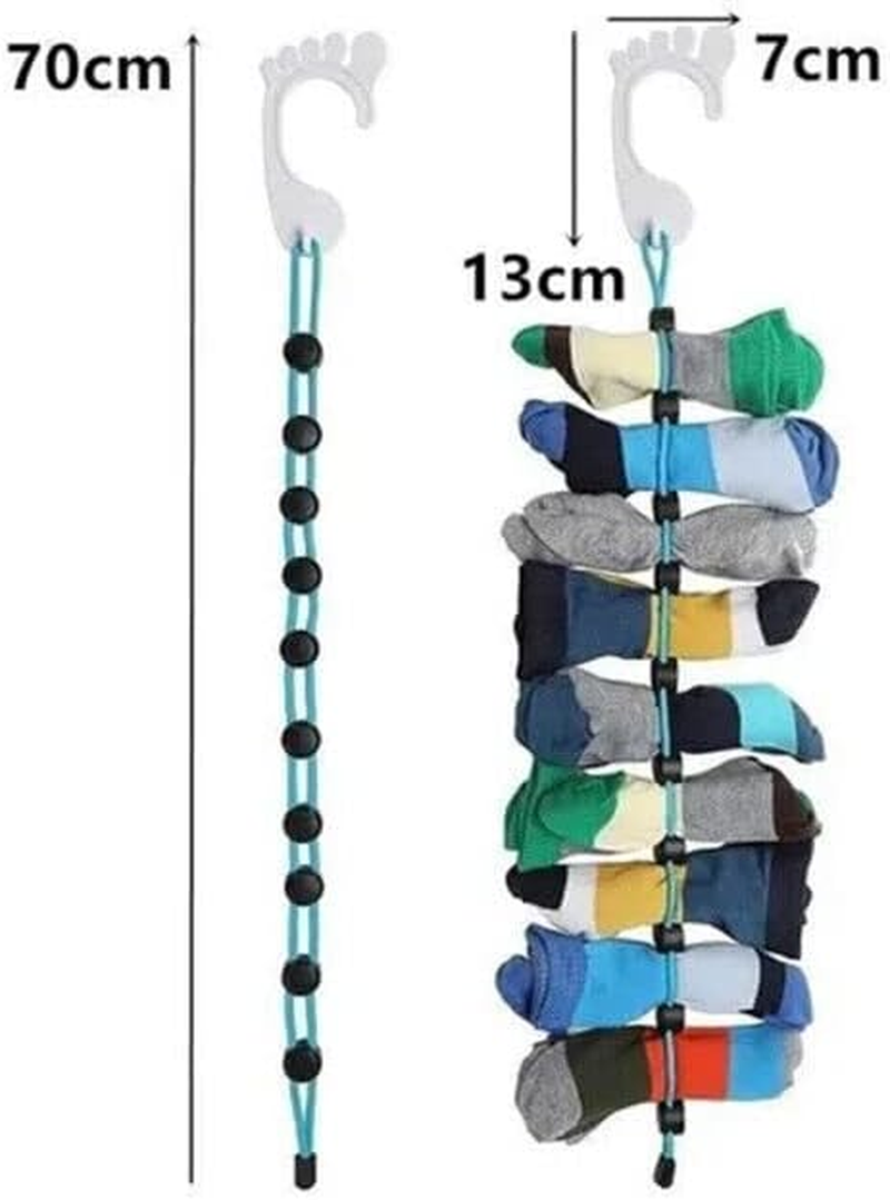 Sock Laundry Tool & Storage Hanger Rope Storage Hangers Closet Organizer Laundry Helper, Durable ABS Laundry Tool, Ideal for Home and Travel image number 2