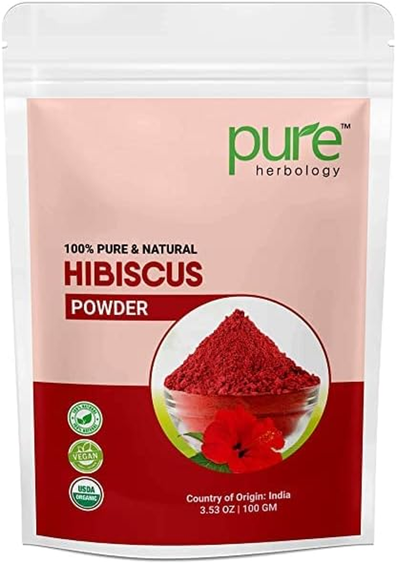 Pure Herbology Pure & Natural Hibiscus Flower Powder for Face Packs and Hair Growth & Care, 100Gm image number 3