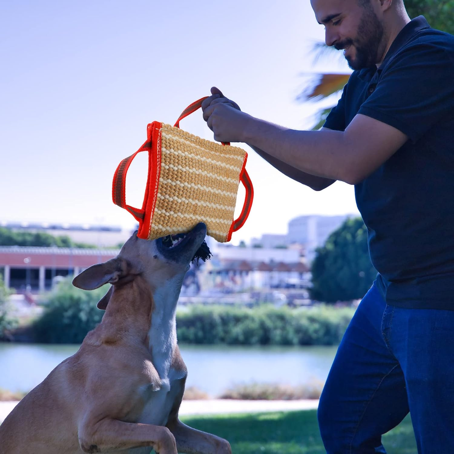 Libima 2 Pcs Dog Bite Pillow Tug Toy Dog Pillow with Strong Handles Tug of War Training Tools Toy Linen Pad for Puppy Young Small Medium Pets Interactive Play Training image number 5