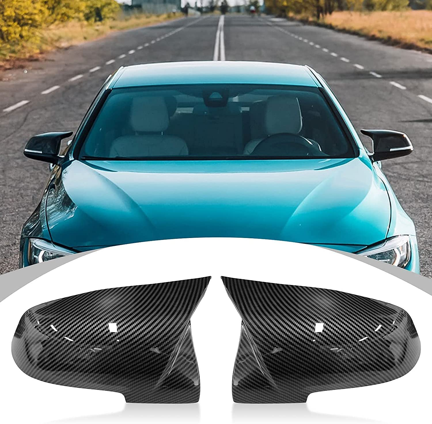 Door Rearview Mirror Cover Cap Replacement for BMW F20 F22 F23 F30 F31 F32 F33 F36 F87 M2 X1 E84 (Carbon Fiber)