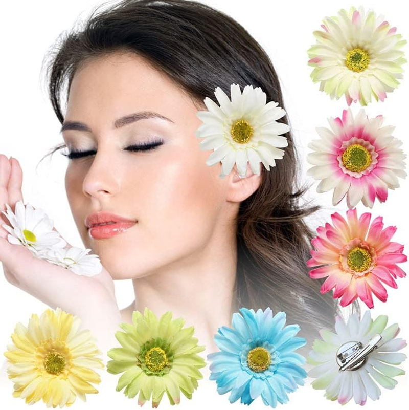 Teogneot Flower Hair Clips Flowers Hair Clip Hawaiian Beach Flower Hair Pins 8 Pieces image number 1