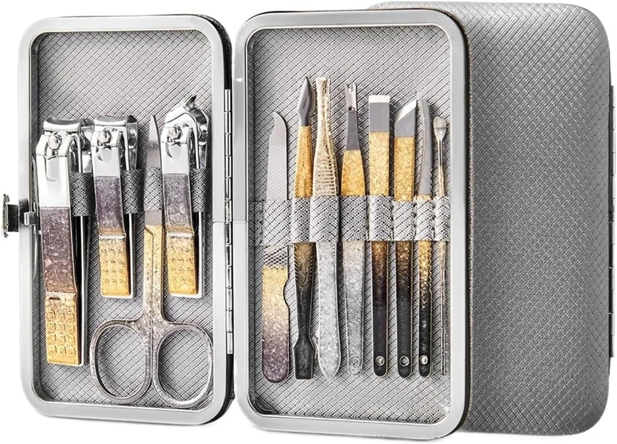 Tools Grey Nail Clipper Set 8/12/18Pcs Manicure Kits Professional Pedicure Set Mens Accessories Personal Care Set Professional(12Pcs) image number 1