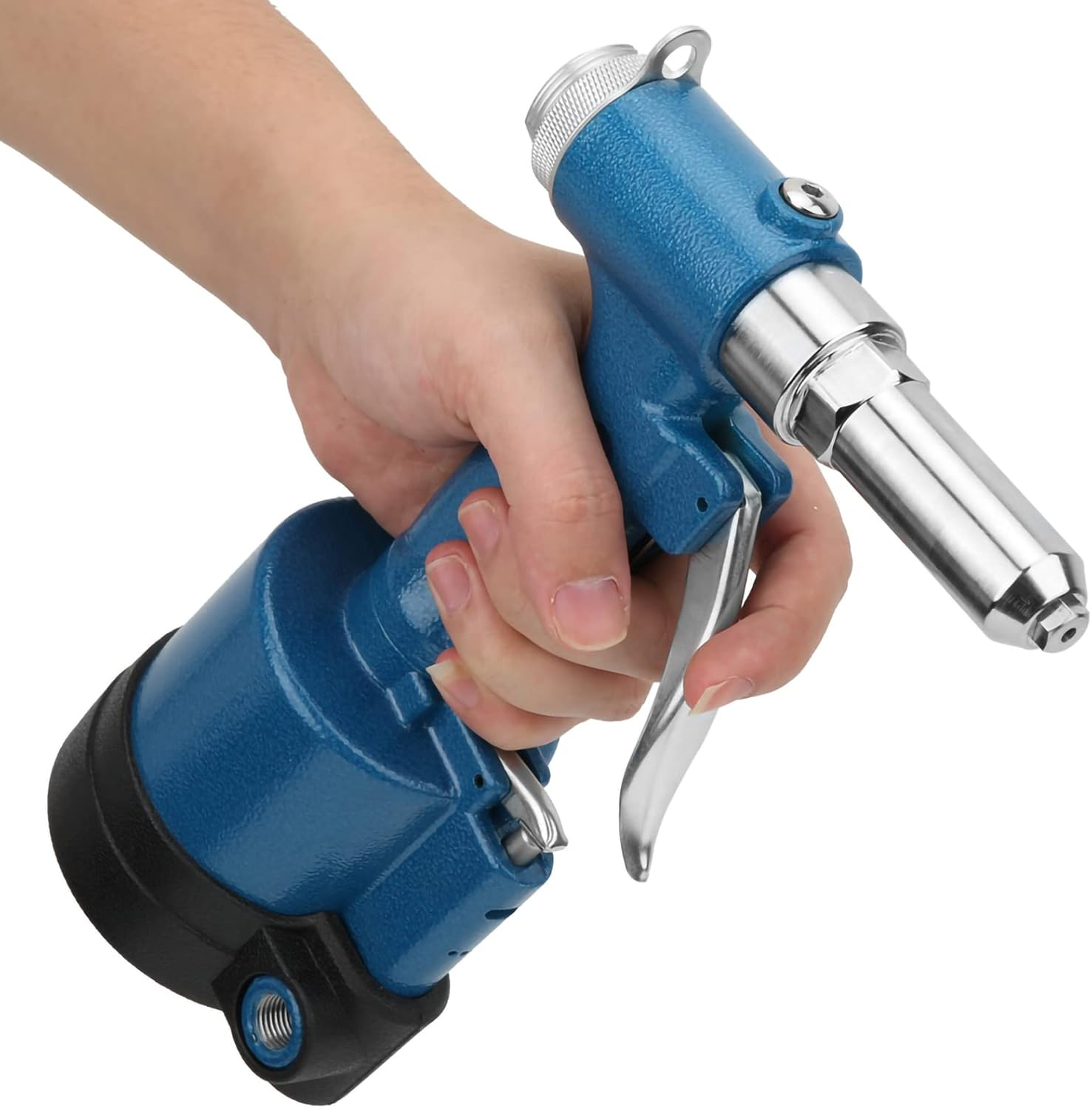 Air Riveter Pneumatic Blind Rivet, Air Riveter Rivet Industry Pneumatic Pop Heavy Duty Riveting Tool Kit for Aluminum Iron Stainless Steel Nails 25 X 16 X 8Cm