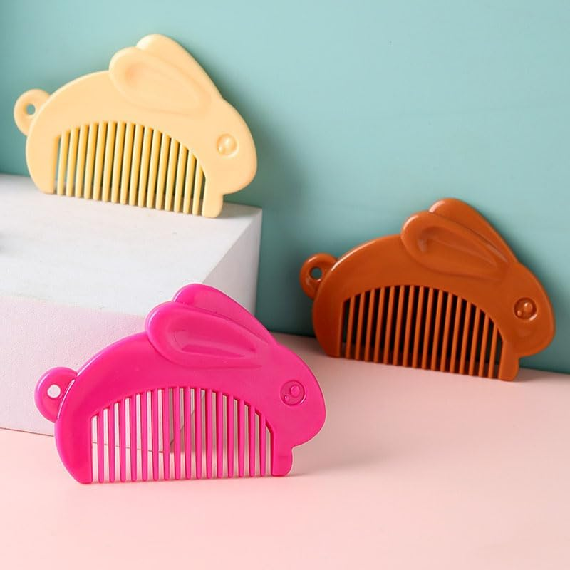 Ximimark 4 Pc Solid Color Lovely Rabbit Shaped Comb Portable Hair Comb Easy to Carry Easter Bunny Hair Styling Tool for All Type of Hair image number 3