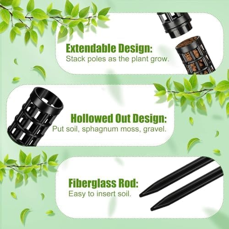 MLUOTALY Plastic Moss Poles for Climbing Plants, Indoor Plants Hollow Plant Pole with Labels and Garden Ties, Stackable Plant Support Stakes for Indoor Plants, Monstera, Vines (4PCS) - 4Pcs image number 5