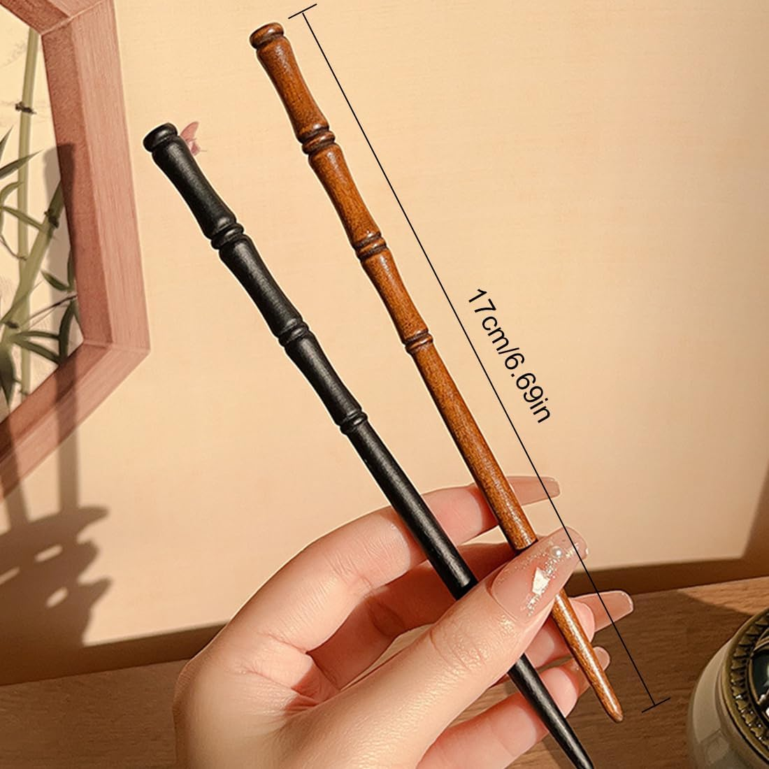 4 Pieces Retro Wooden Hair Wooden Hair Sticks, Hair Sticks, Bamboo Shape, Hair Holder, Hair Sticks for Women, Wooden Hair Pin, Hair Sticks, Hair Sticks for Hair DIY Accessories image number 3