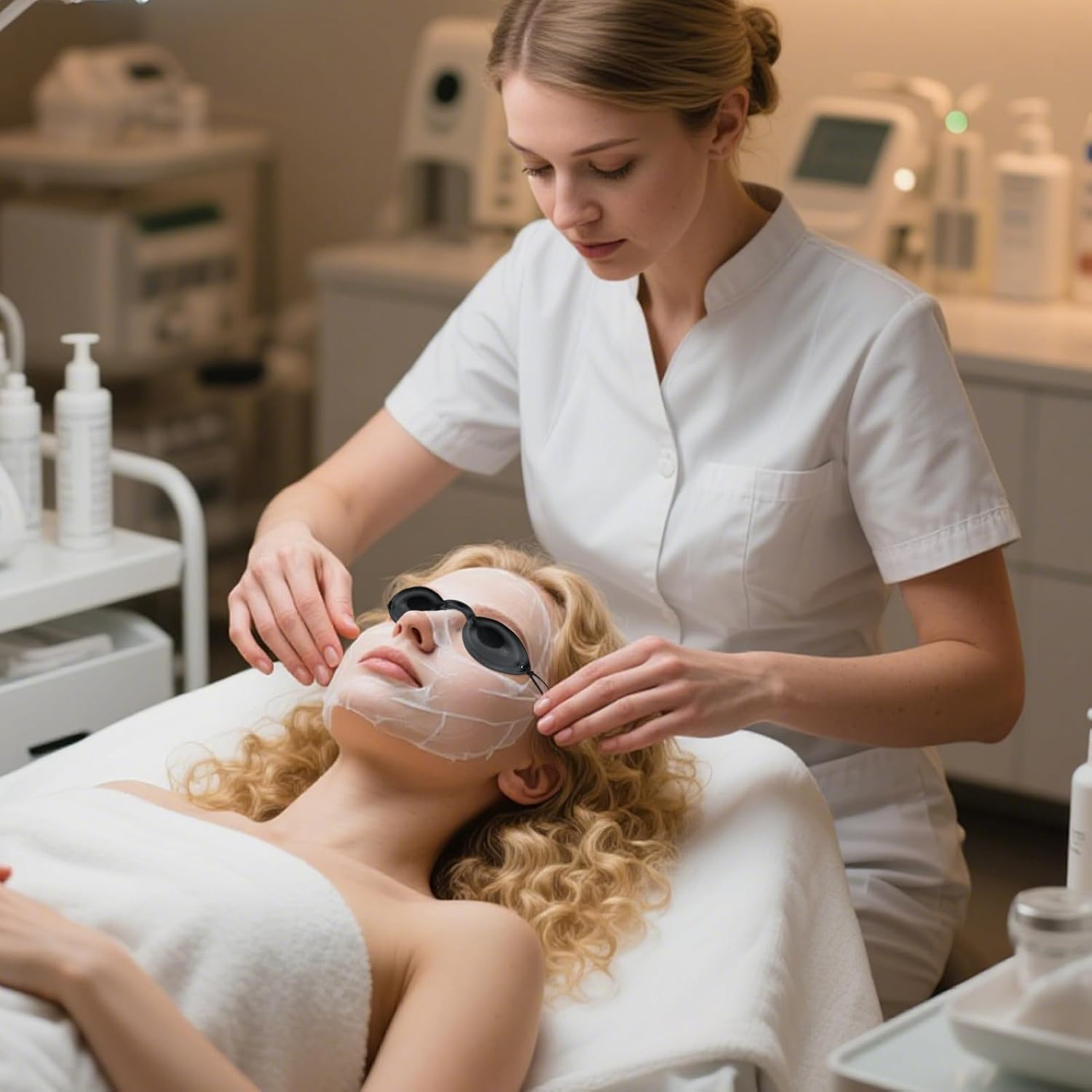 Infrared Light Therapy Safety Goggles - LED Glasses Eye Protection for IPL UV Treatments Sunbathing - Adjustable Strap Soft Silicone 2 Pcs with Transparent Glasses Cases Black image number 3