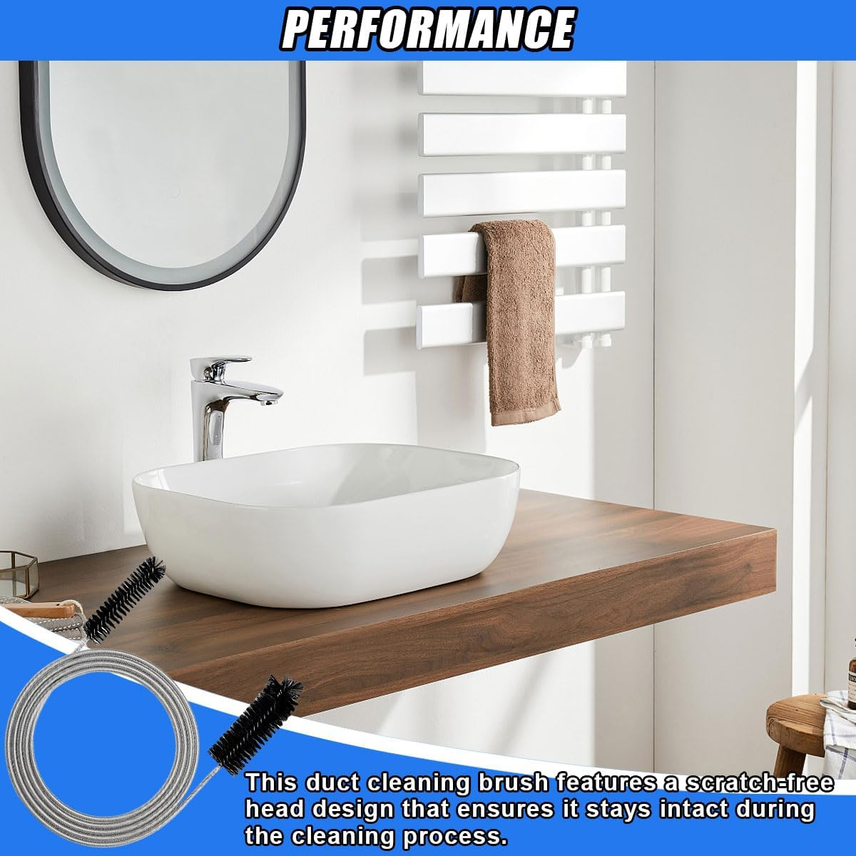 DUSCOKE 78 Inch Flexible Long Drain Brush, Nylon Stainless Steel Flexible Feeding Tube Cleaning Brush, Double Ended Elastic Slim Hose Pipe Brush Auto Sunroof Drain Hole Cleaner for Car Fridge (Black) image number 1